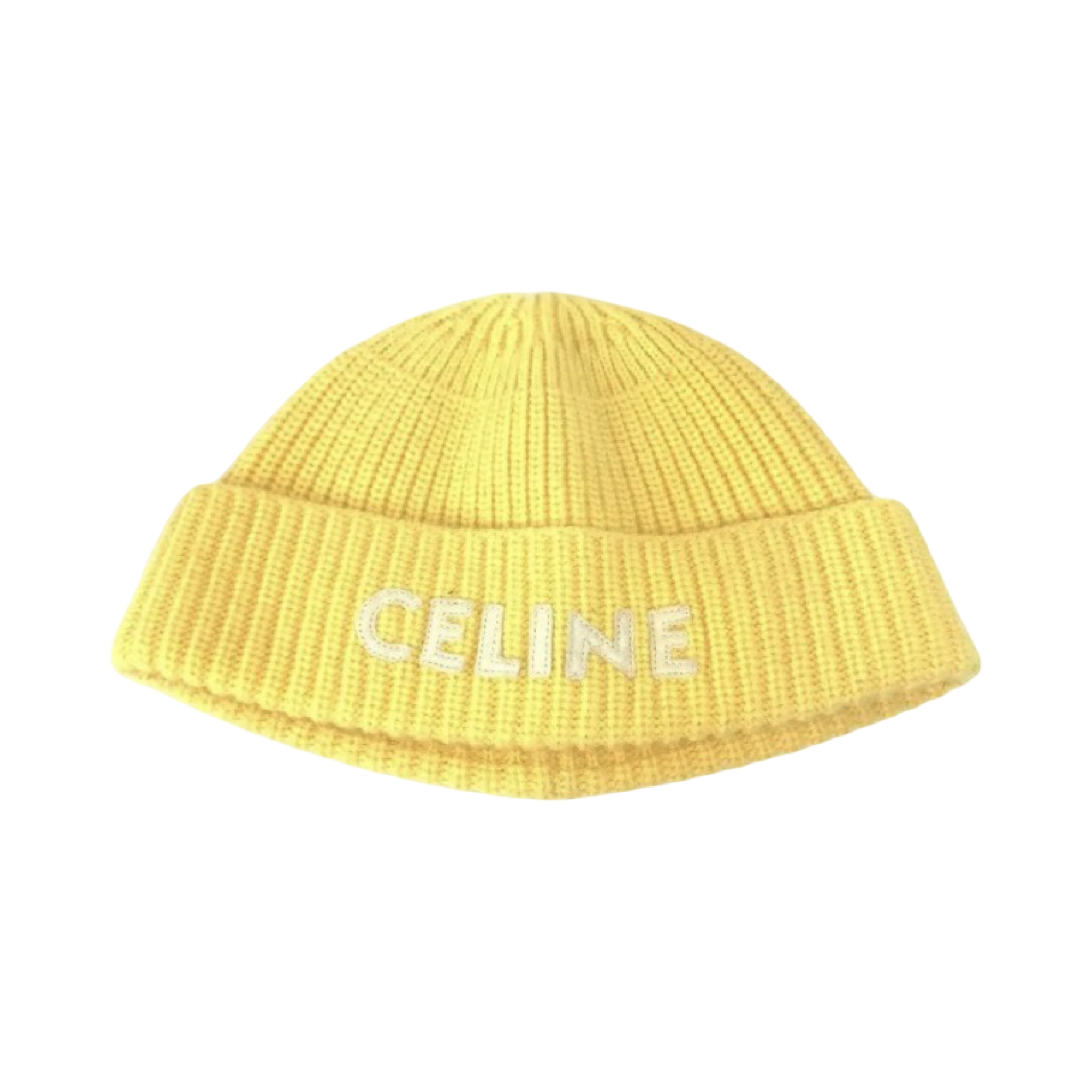 Celine Embroidered Logo Beanie SS23 Yellow