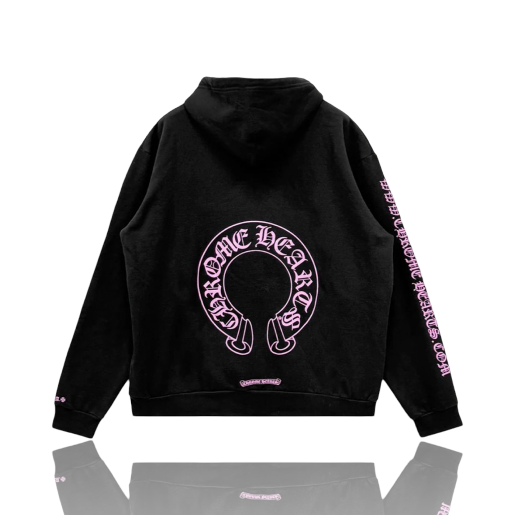 Chrome Hearts Exclusive Pink Horseshoe Hoodie Black