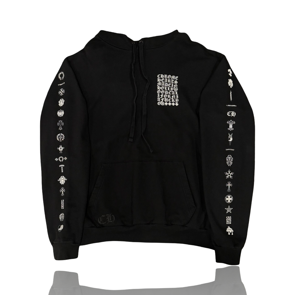 Chrome Hearts Hollywood Eyechart Multi Logo Hoodie Black