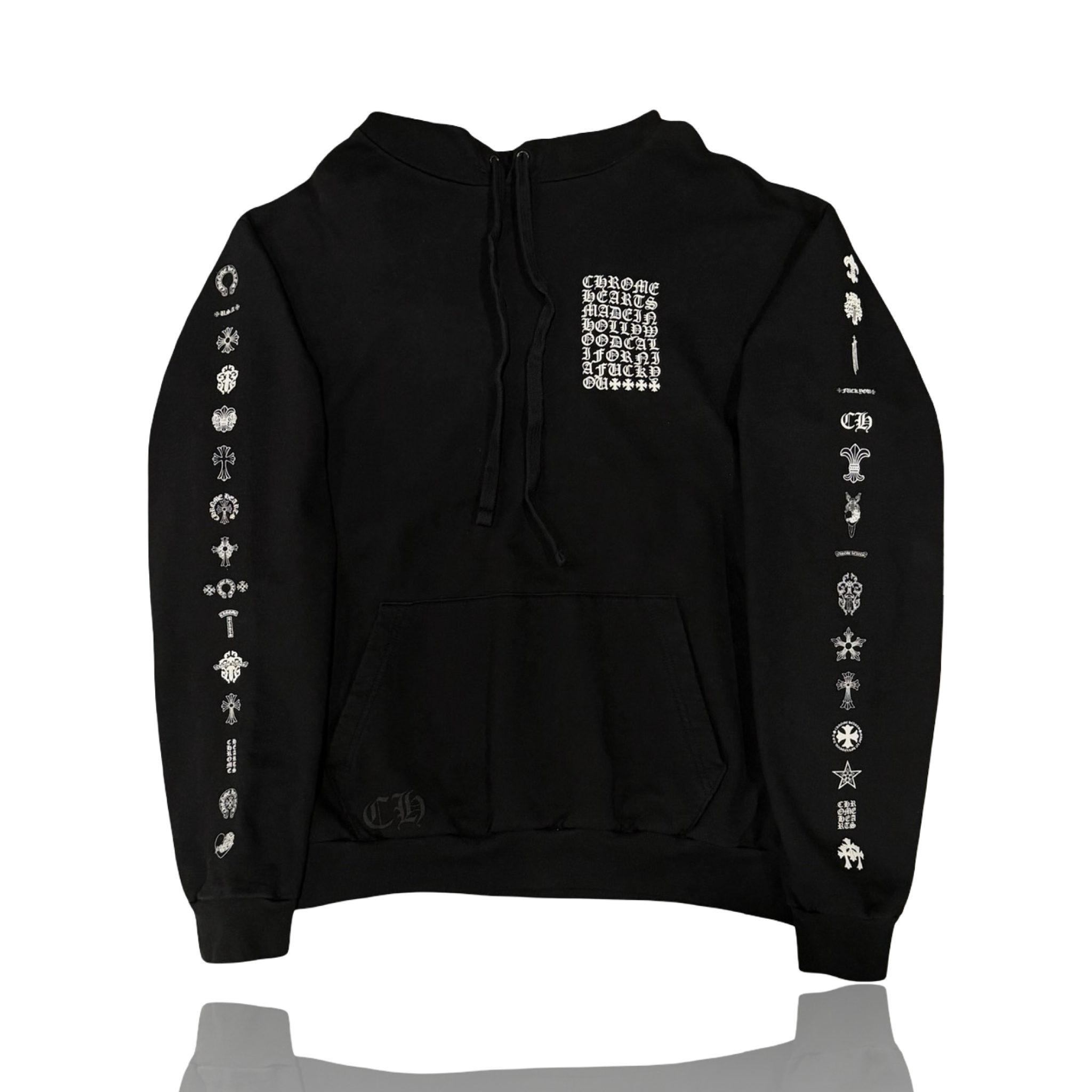 Chrome Hearts Hollywood Eyechart Multi Logo Hoodie Black