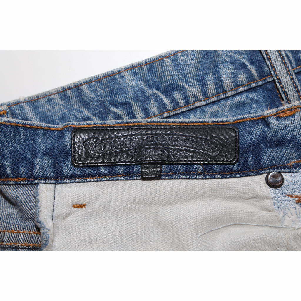 Chrome Hearts Levi's 517 Light Blue Black Cross Patch Jeans