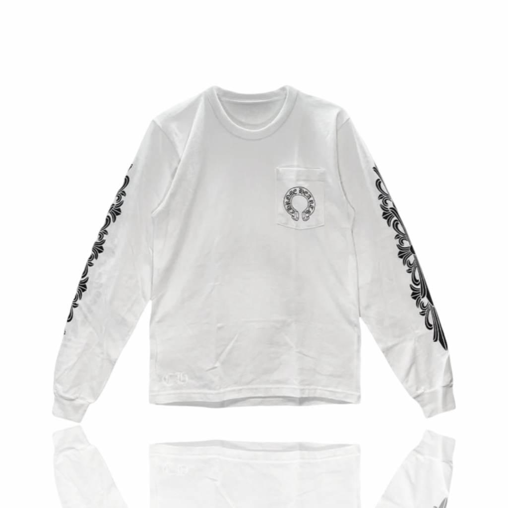 Chrome Hearts Horseshoe Logo Floral Longsleeve White
