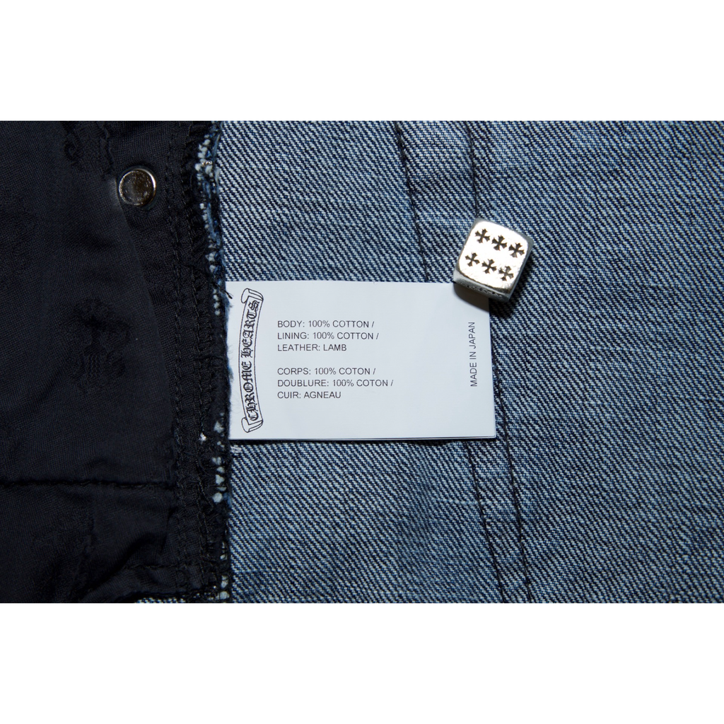 Chrome Hearts Levi's 501 Dark Wash Fleur Knee Patch Jeans