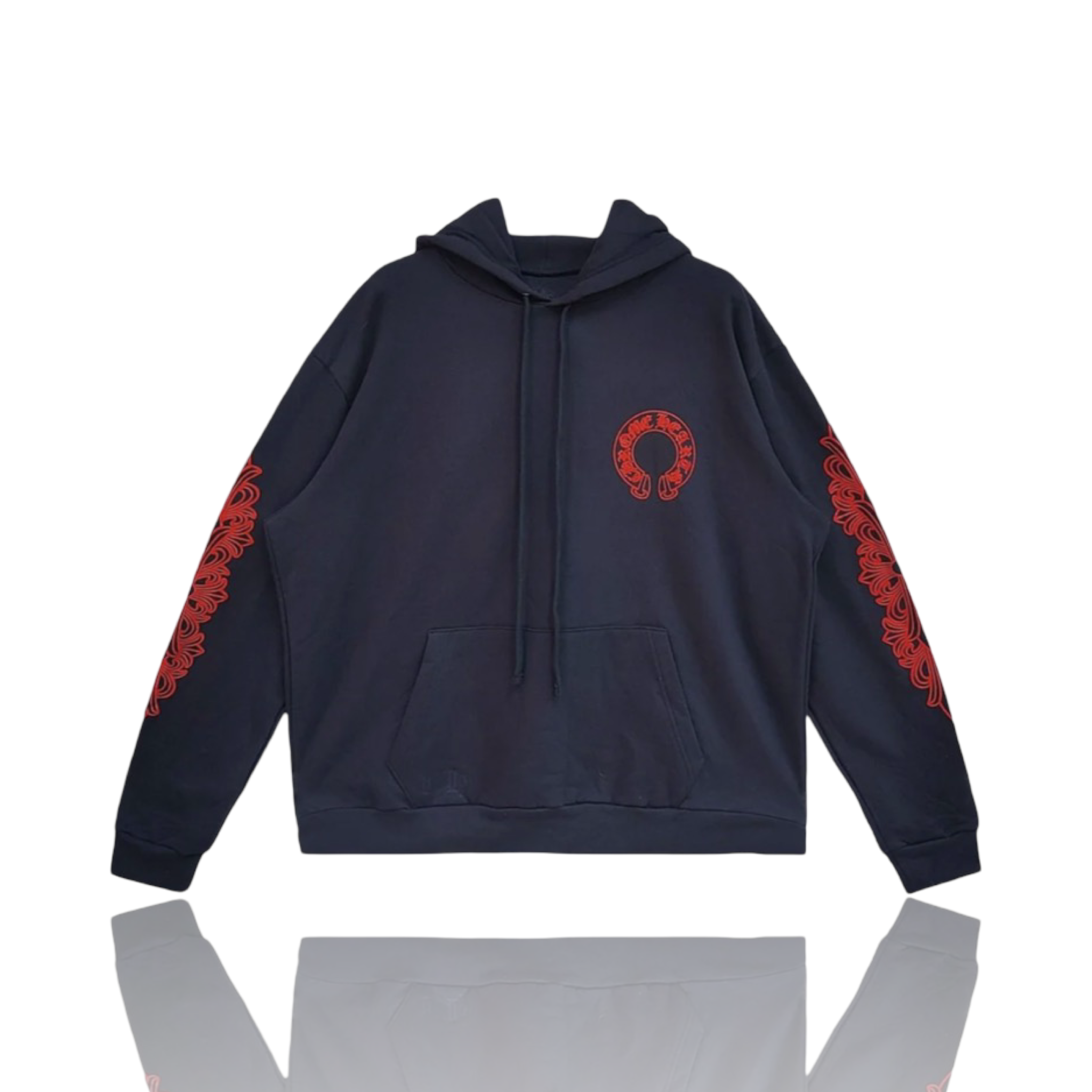 Chrome Hearts Floral Horseshoe Logo Navy/Red Hoodie