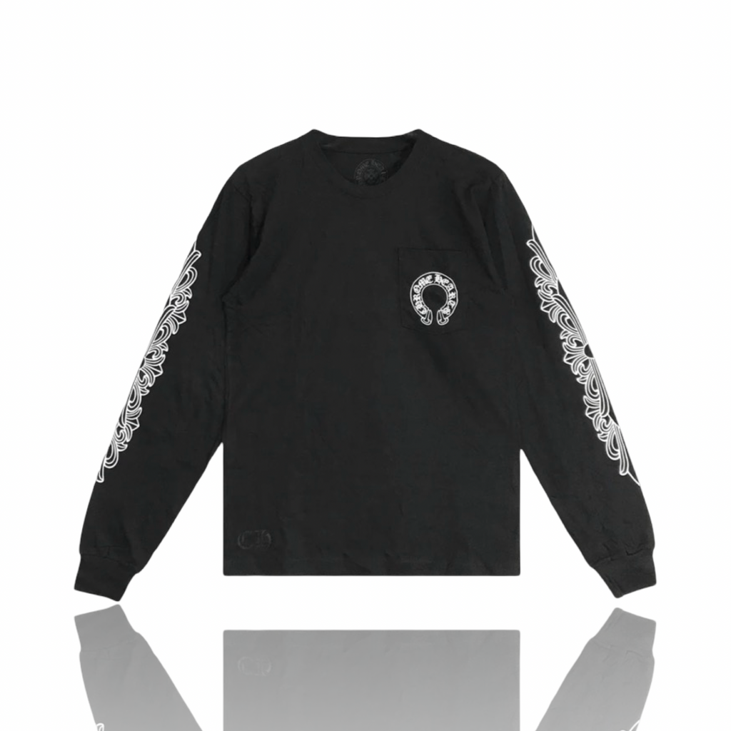 Chrome Hearts Horseshoe Logo Floral Longsleeve Black
