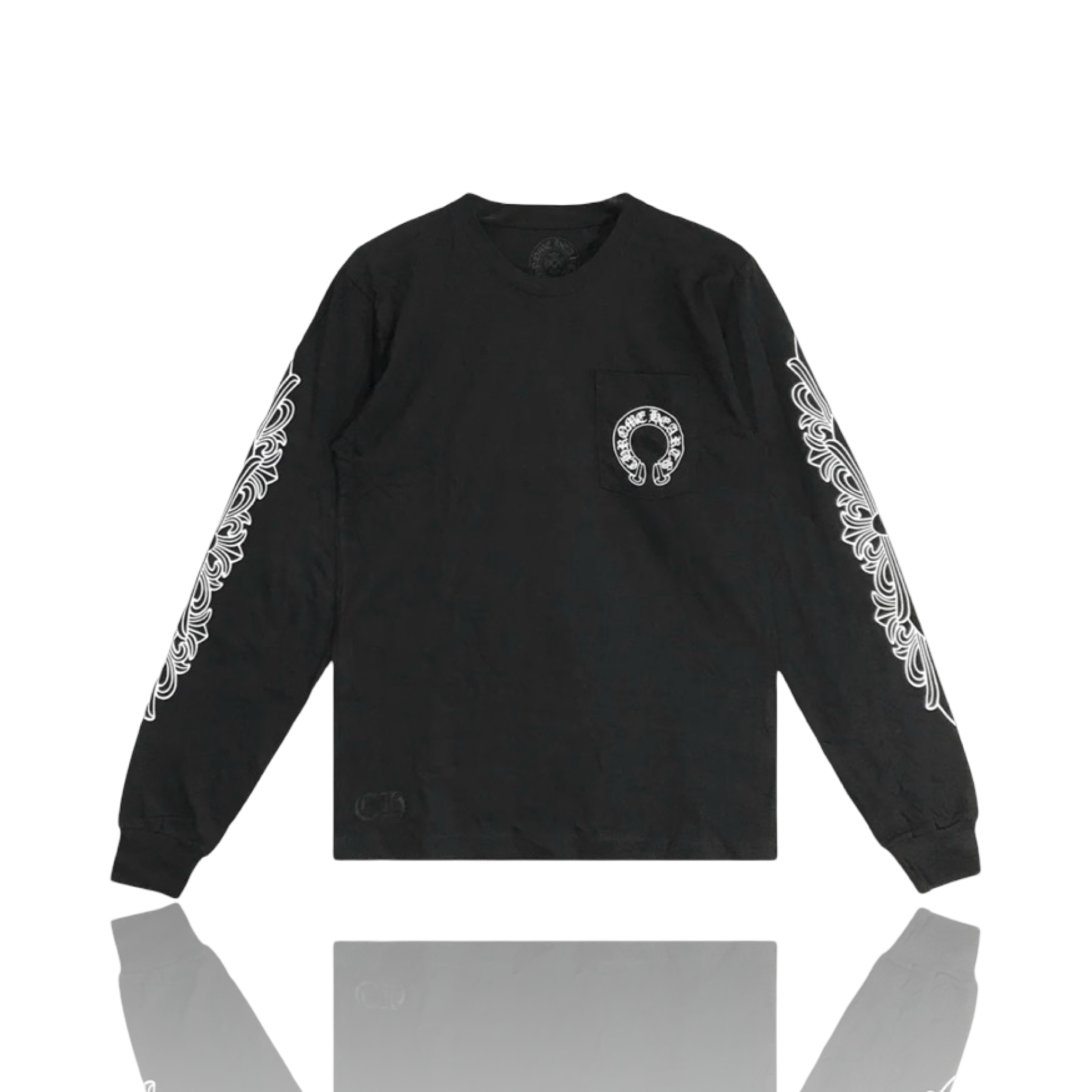 Chrome Hearts Horseshoe Logo Floral Longsleeve Black