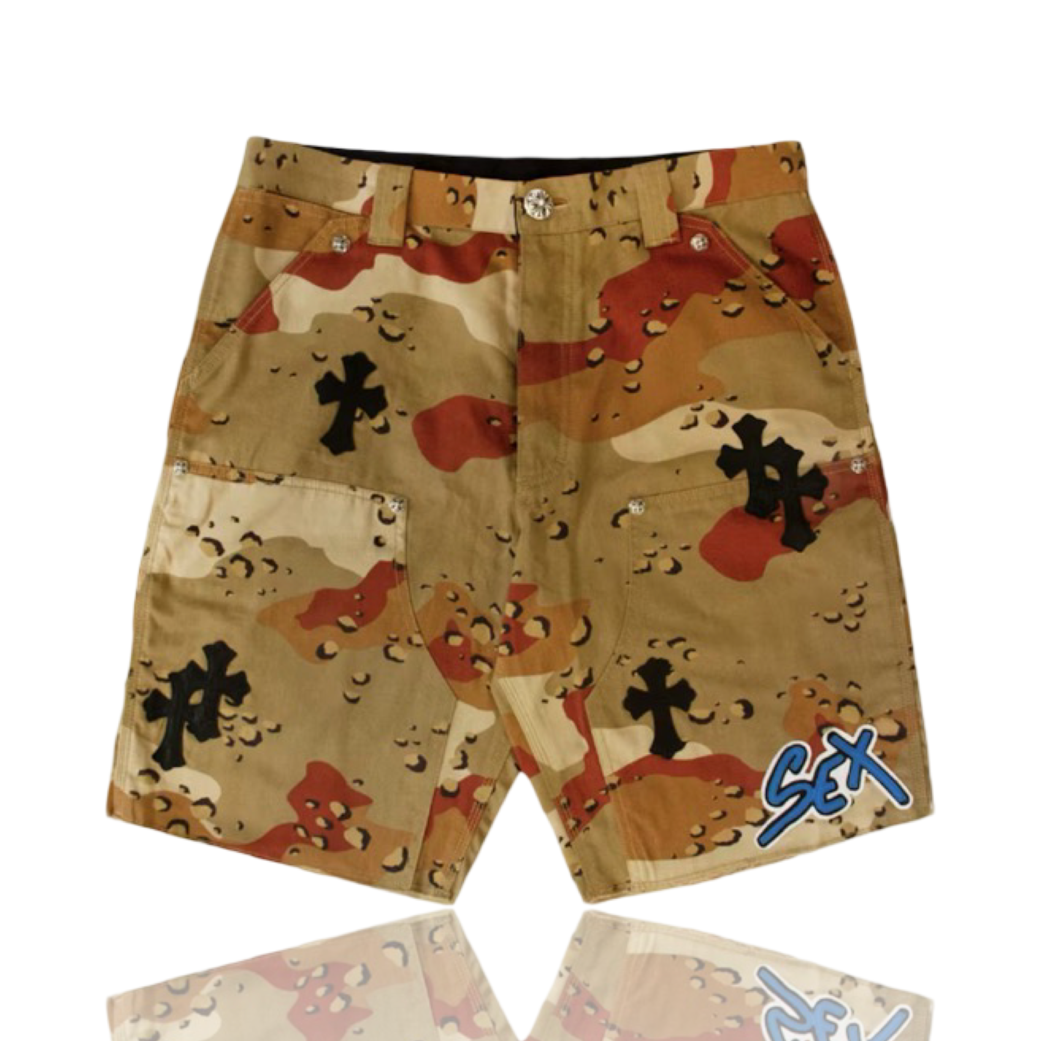 Chrome Hearts Sex Records Leather Shorts Desert Camo