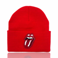 Chrome Hearts Rolling Stones Leather Patch Beanie Red