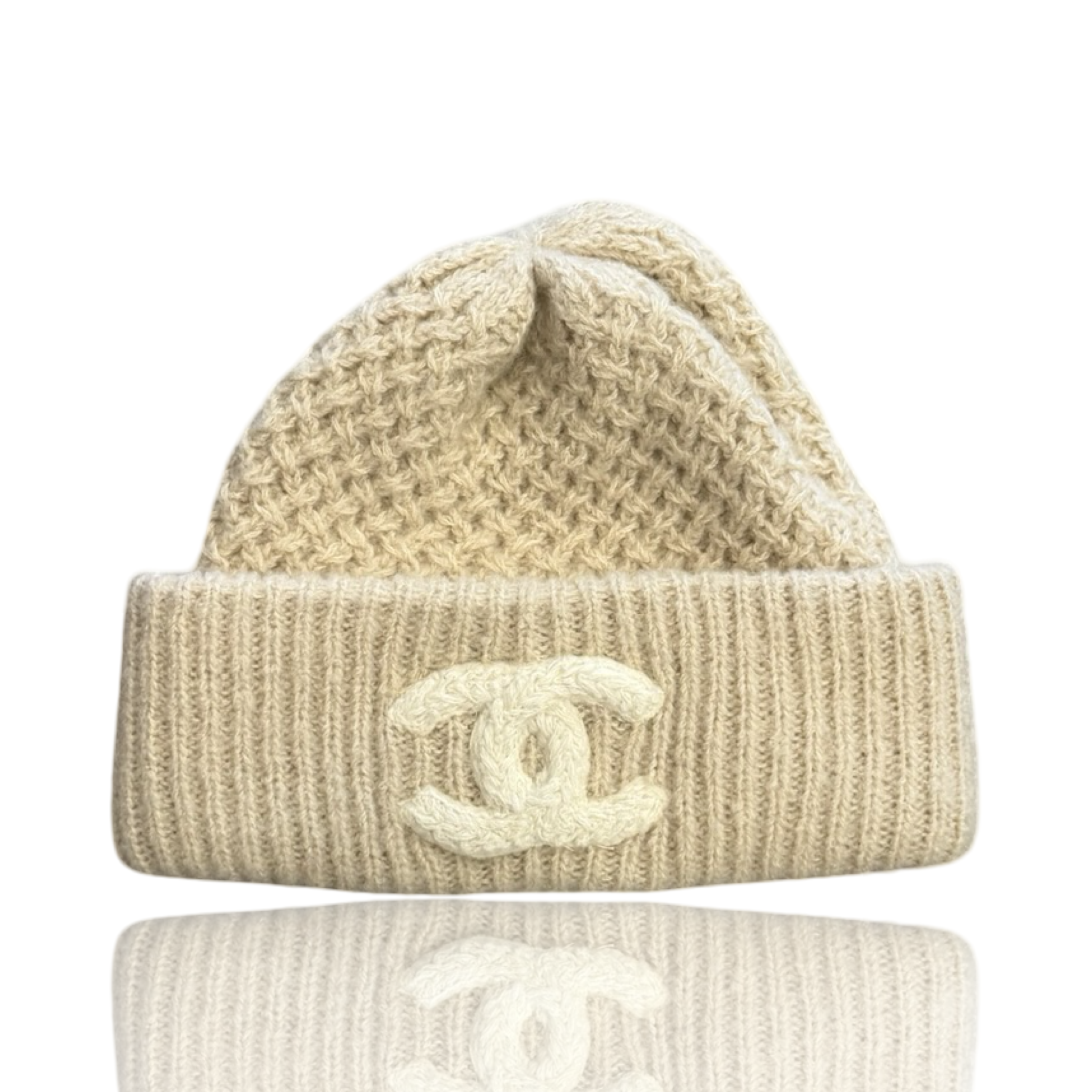 Chanel CC Cashmere Beanie Neutral