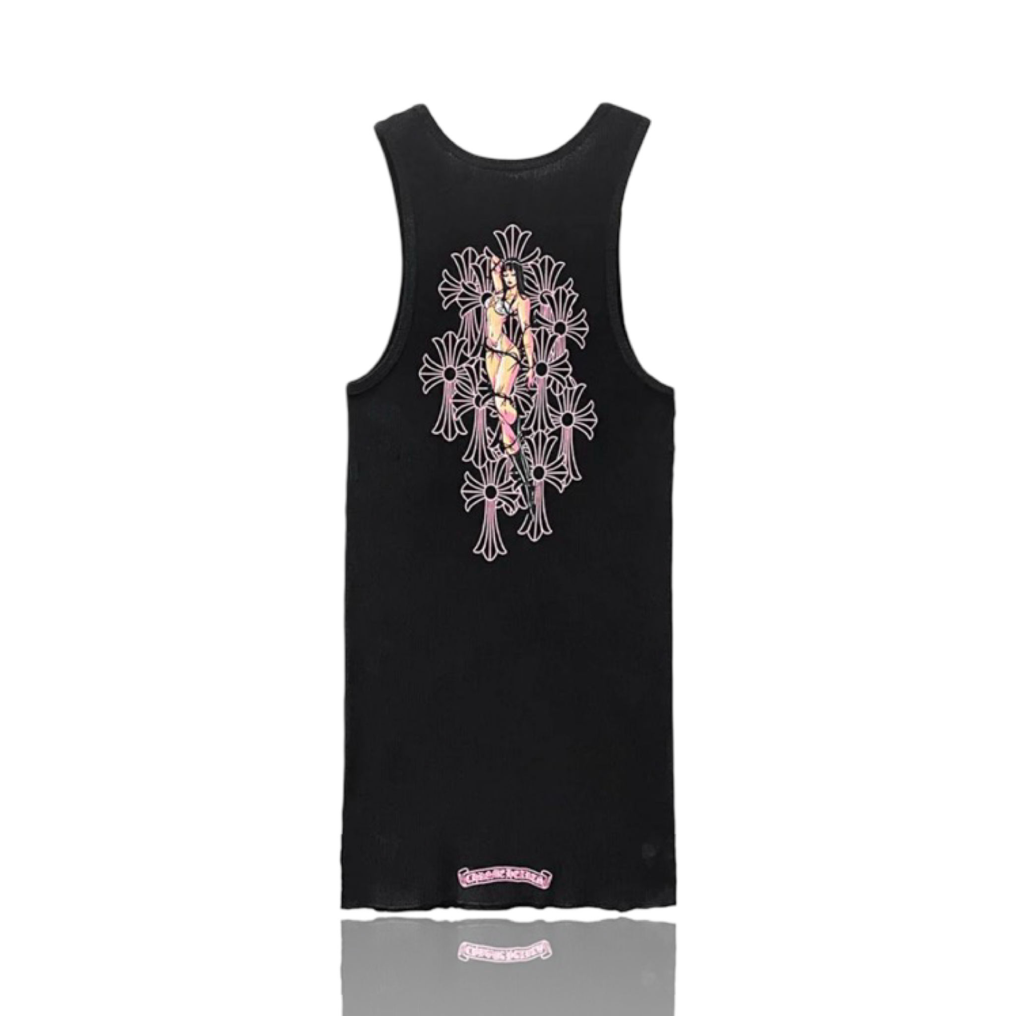Chrome Hearts Deadly Doll Cross Logo Black Pink Tank