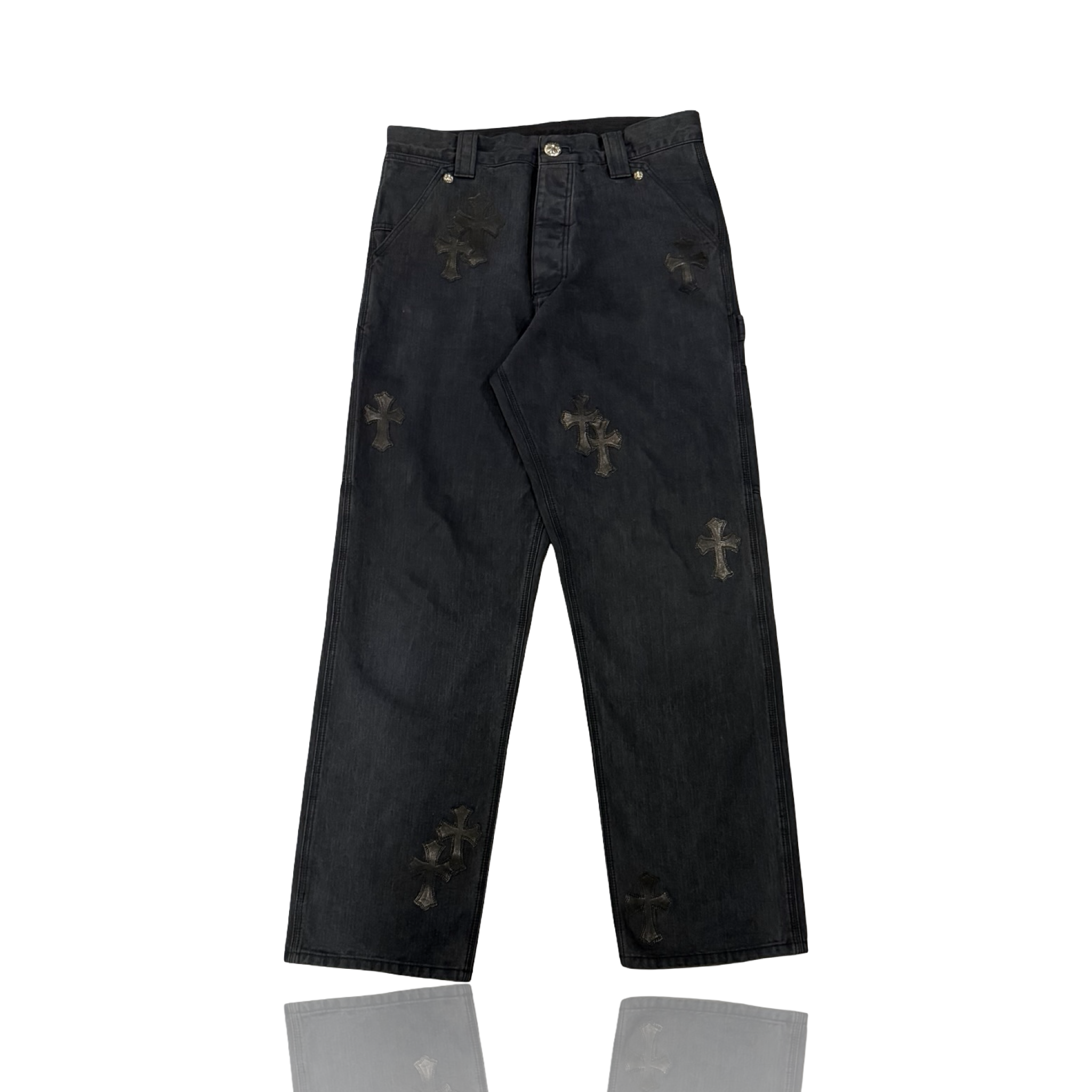 Chrome Hearts Herringbone Cross Patch Carpenter Pants