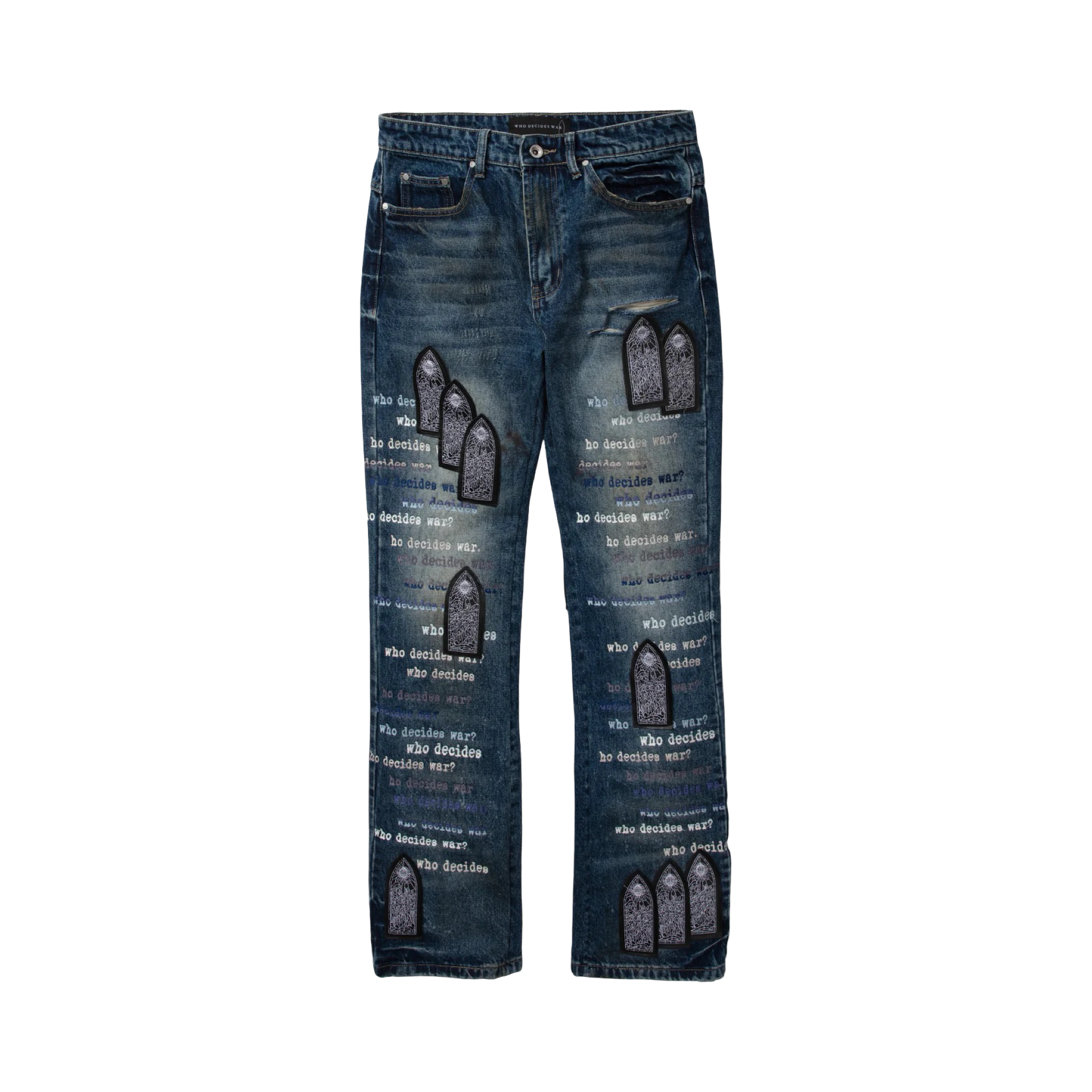 Who Decides War Black Scripture Jeans