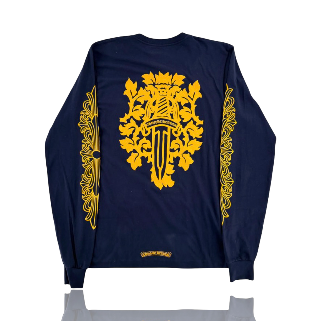 Chrome Hearts Dagger Logo Longsleeve Navy/Yellow