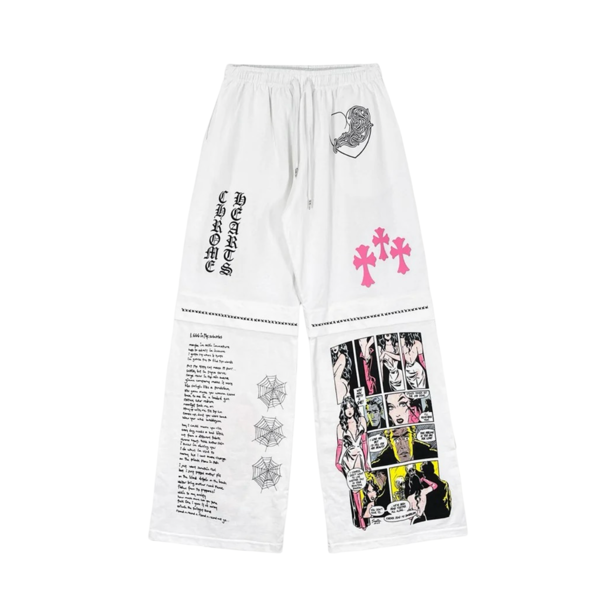 Chrome Hearts Deadly Doll Comic Pants White