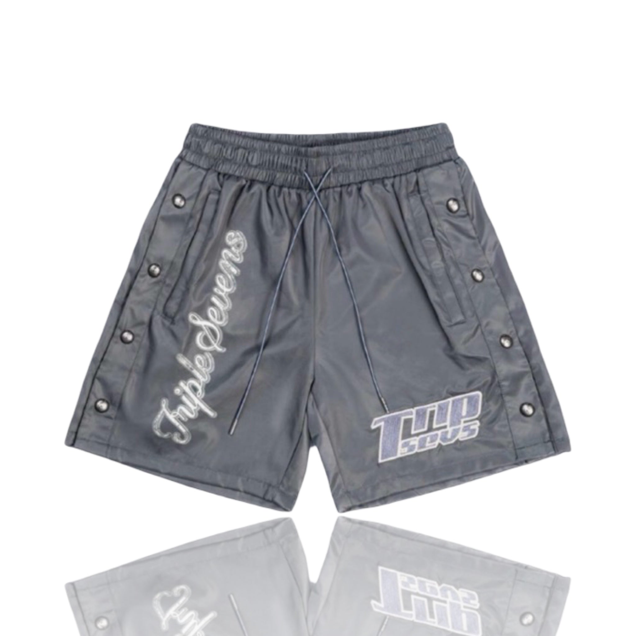 Triple Sevens 07 Nylon Button Up Shorts Gray