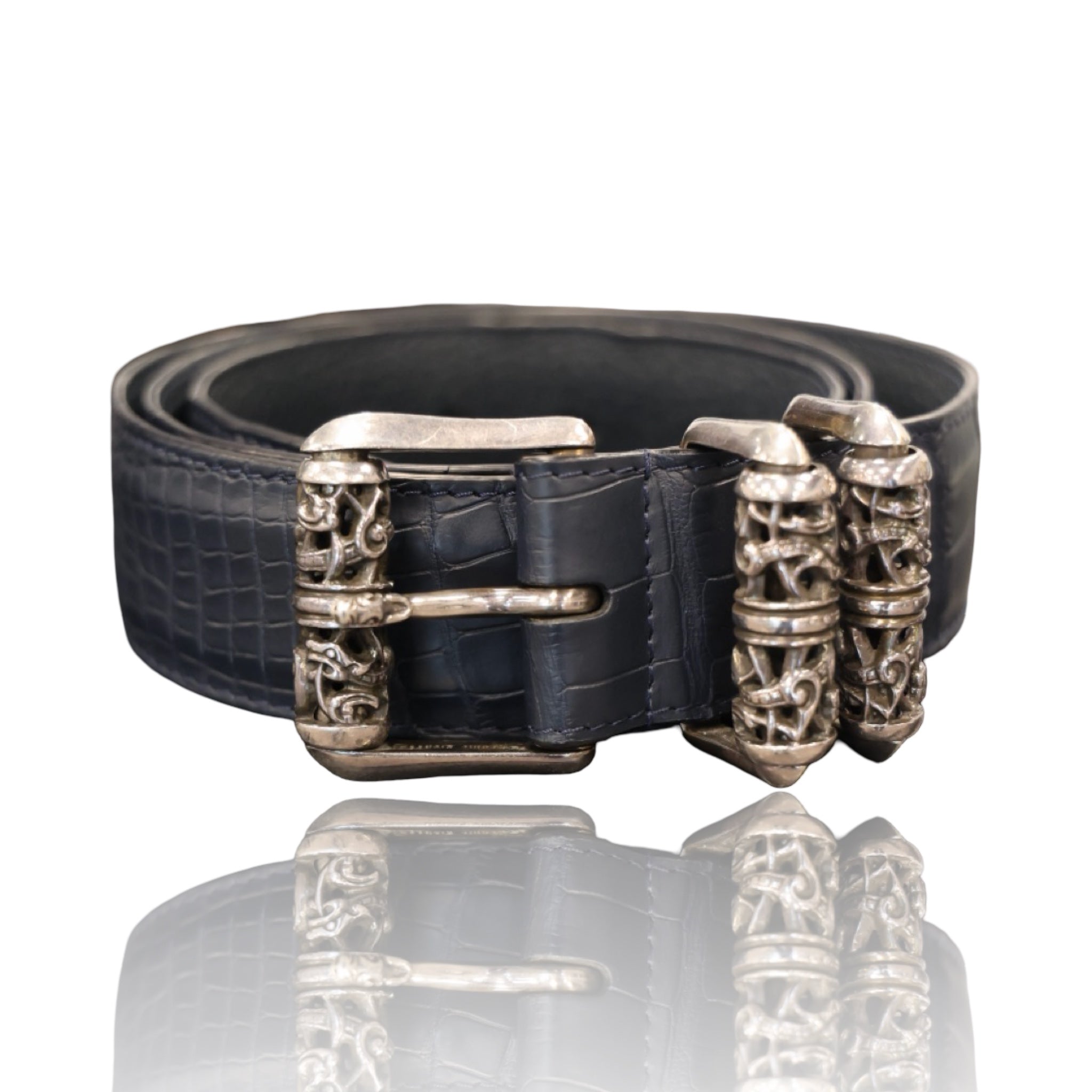 Chrome Hearts Alligator Roller Belt Navy