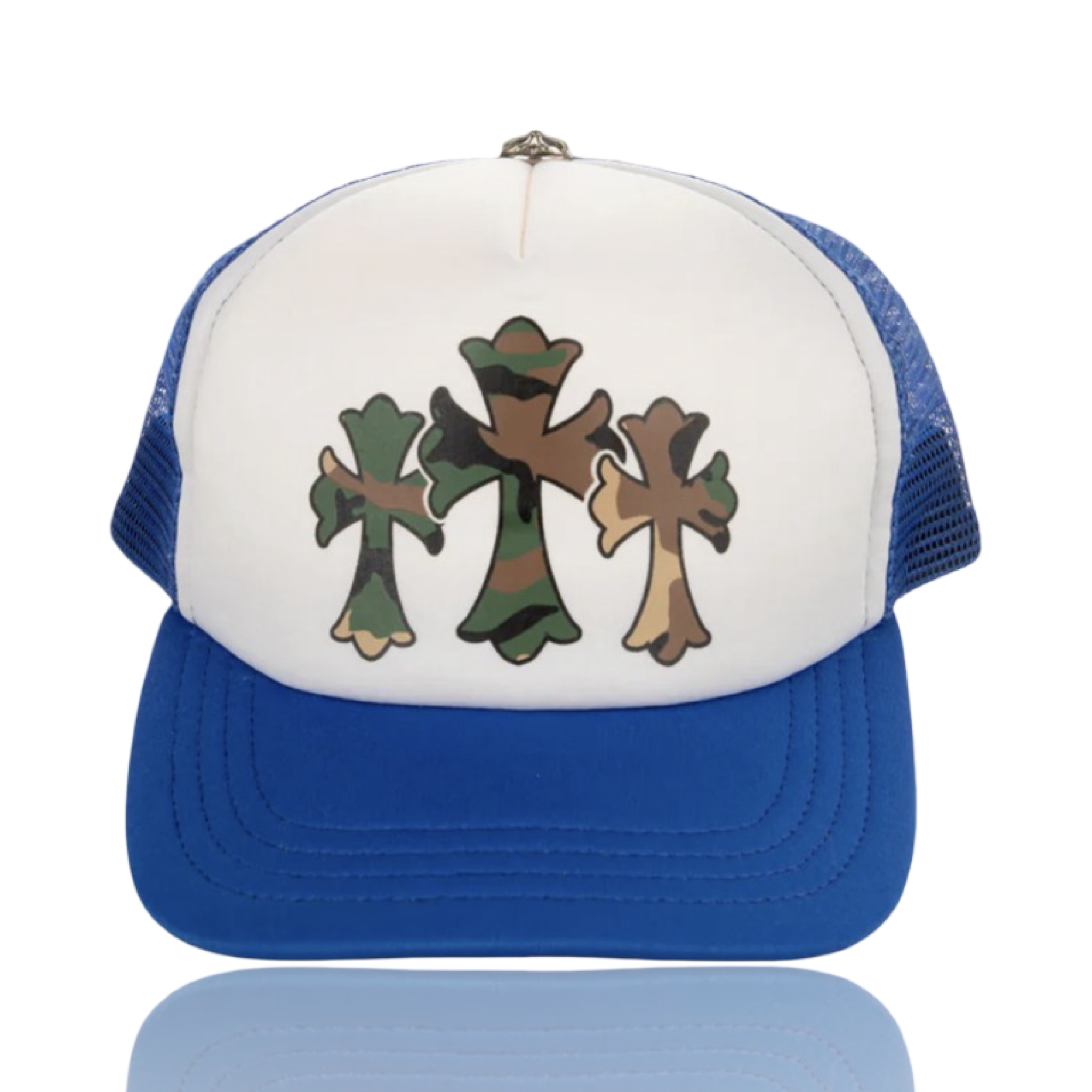Chrome Hearts Trucker Triple Cross Camo Print Blue
