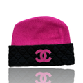 Chanel CC Logo Beanie Black/Pink