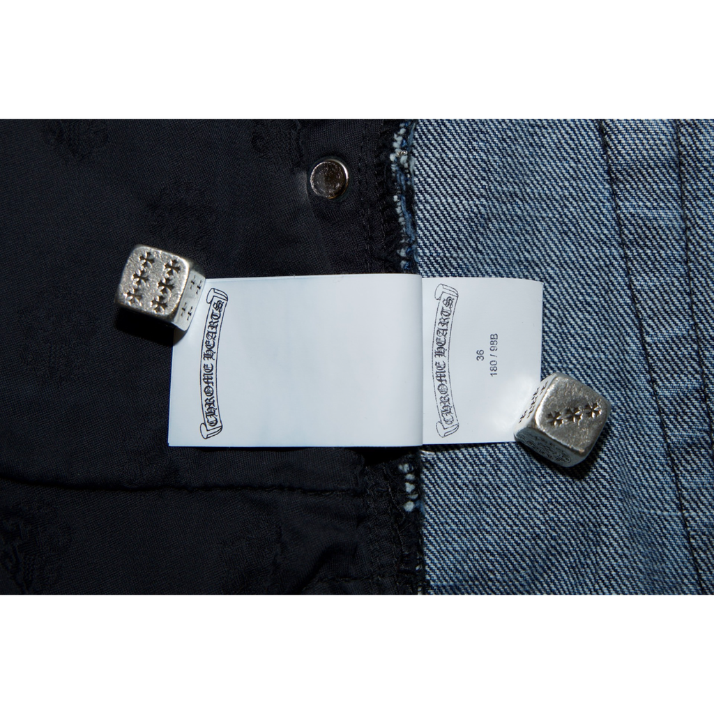 Chrome Hearts Levi's 501 Dark Wash Fleur Knee Patch Jeans