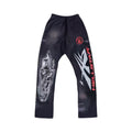 Hellstar Airbrushed Skull Flare Bottom Sweatpants Midnight Dye Black