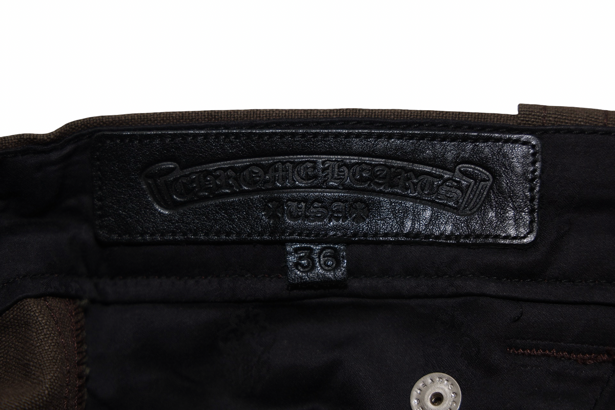 Chrome Hearts Double Knee Leather Cross Patch Shorts Brown