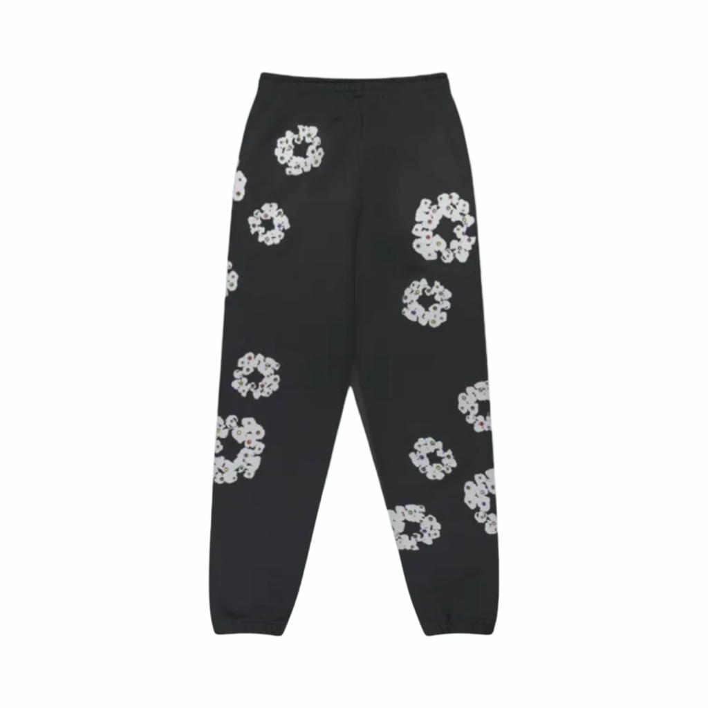 Denim Tears Rhinestone Cotton Wreath Sweatpants Vintage Black