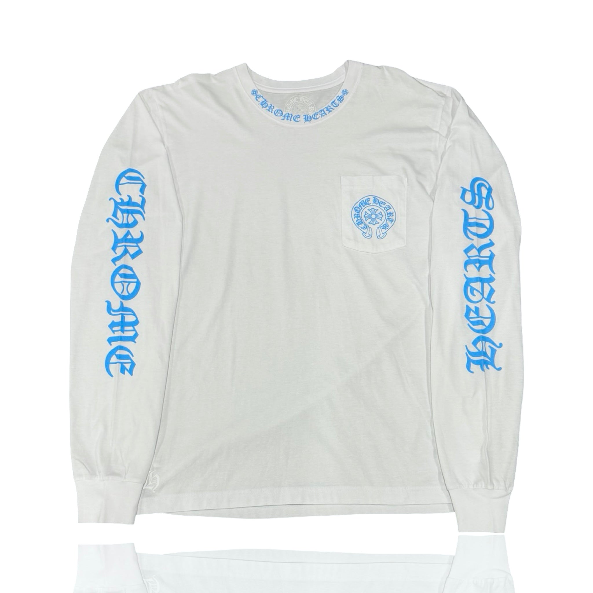 Chrome Hearts St.Barths White Blue Neck Logo LongSleeve
