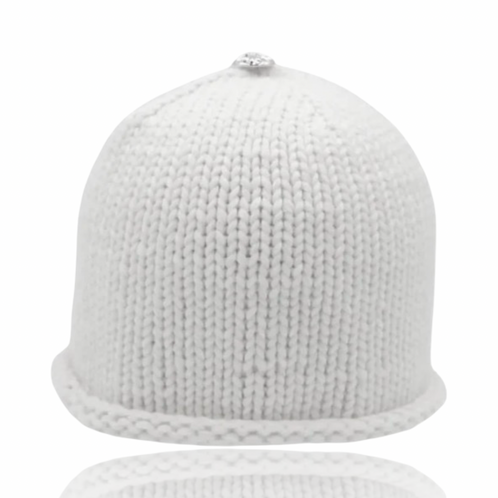 Chrome Hearts Cashmere Beaded Cross Patch Beanie White
