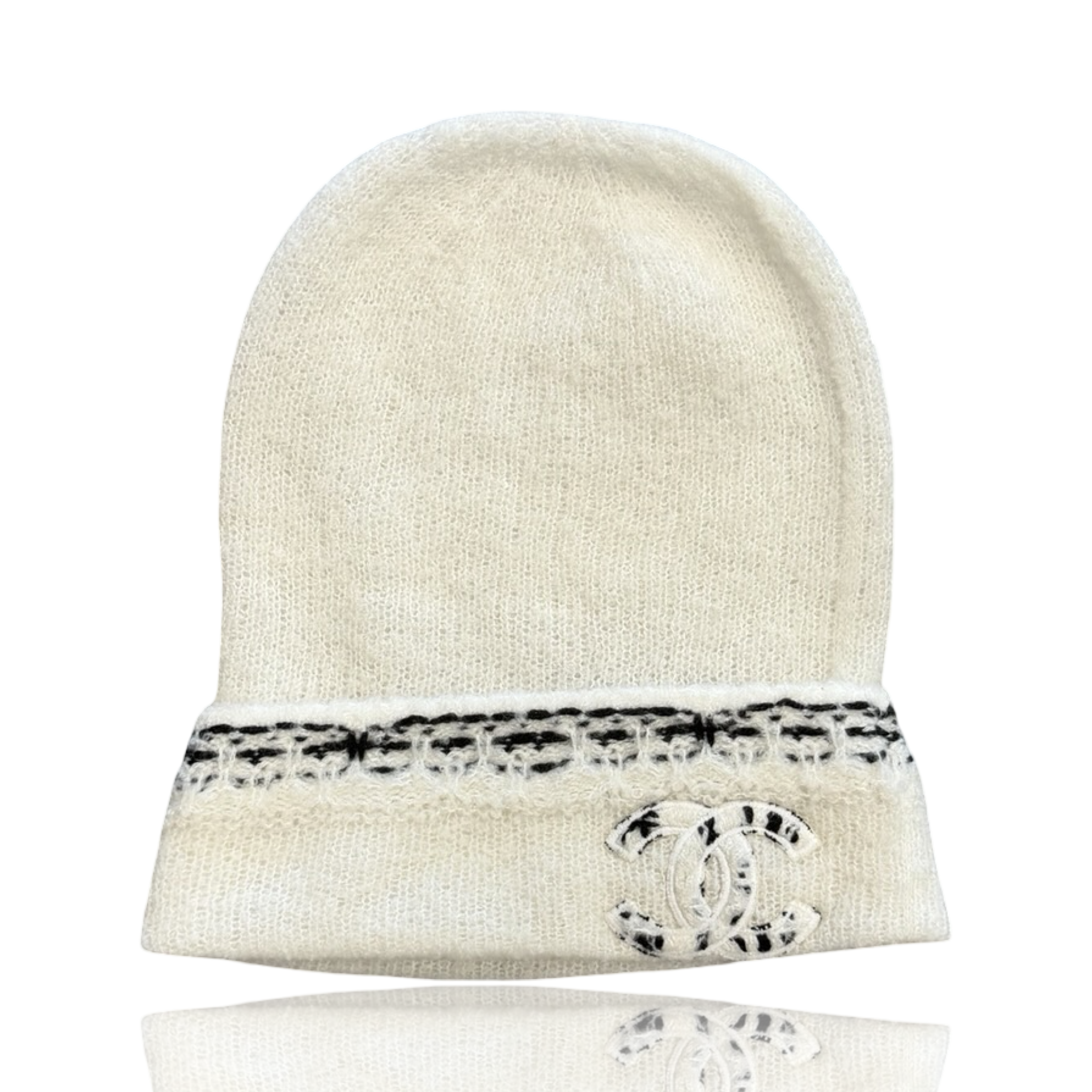 Chanel Cashmere CC Knit Beanie White