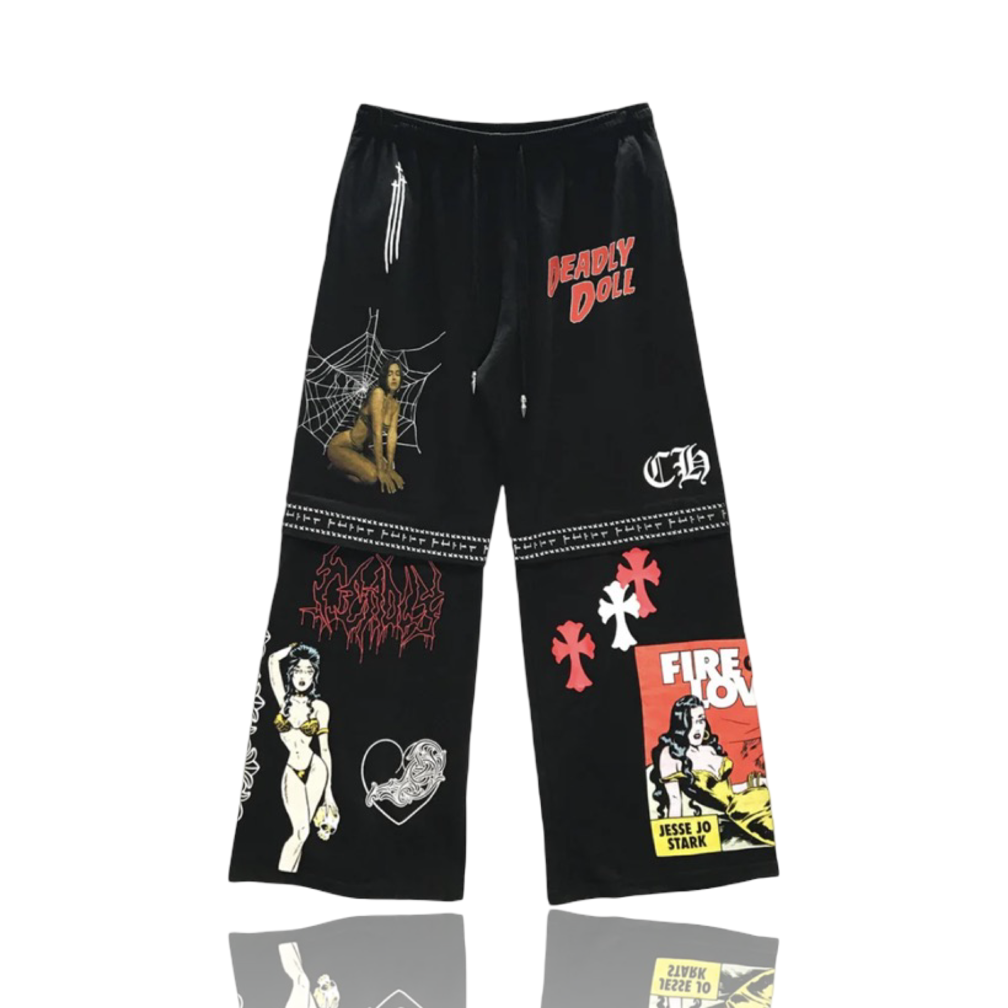 Chrome Hearts Deadly Doll Comic Pants Black