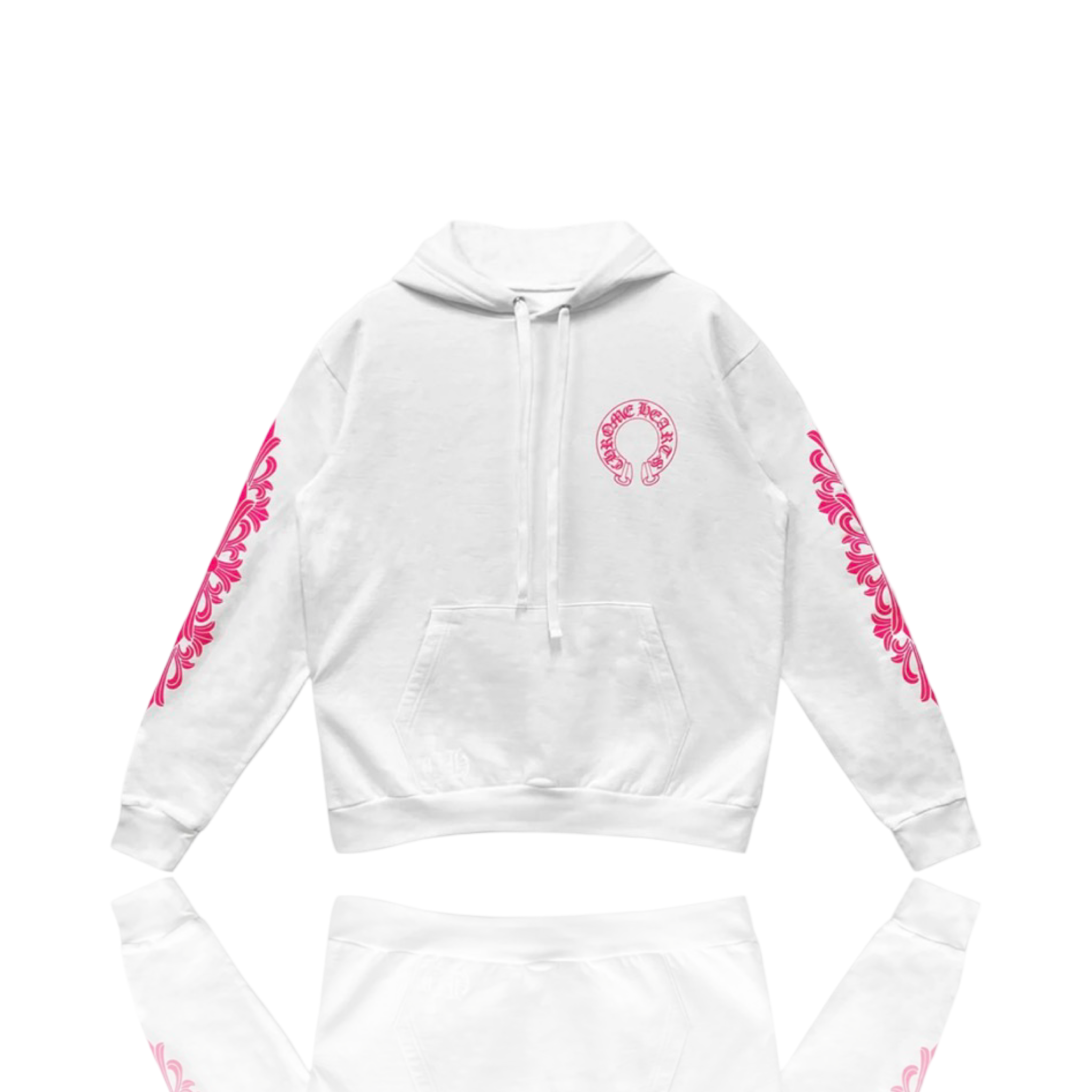 Chrome Hearts Floral Horseshoe Logo Hoodie Pink/White