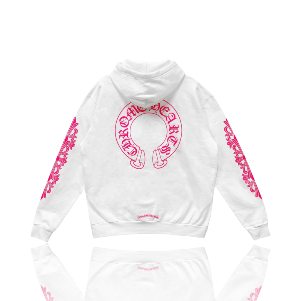 Chrome Hearts Floral Horseshoe Logo Hoodie Pink/White