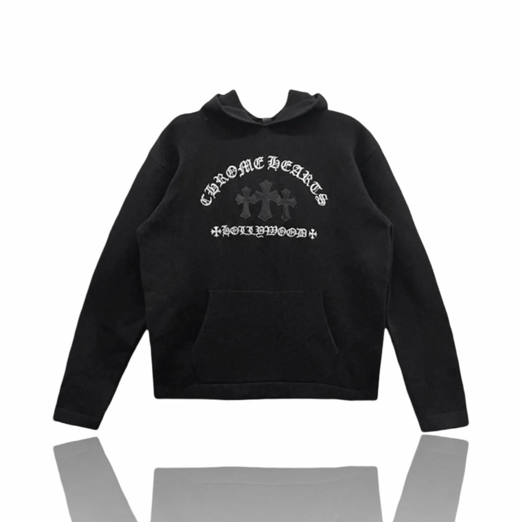 Chrome Hearts Black & White Triple Cross Cashmere Hoodie