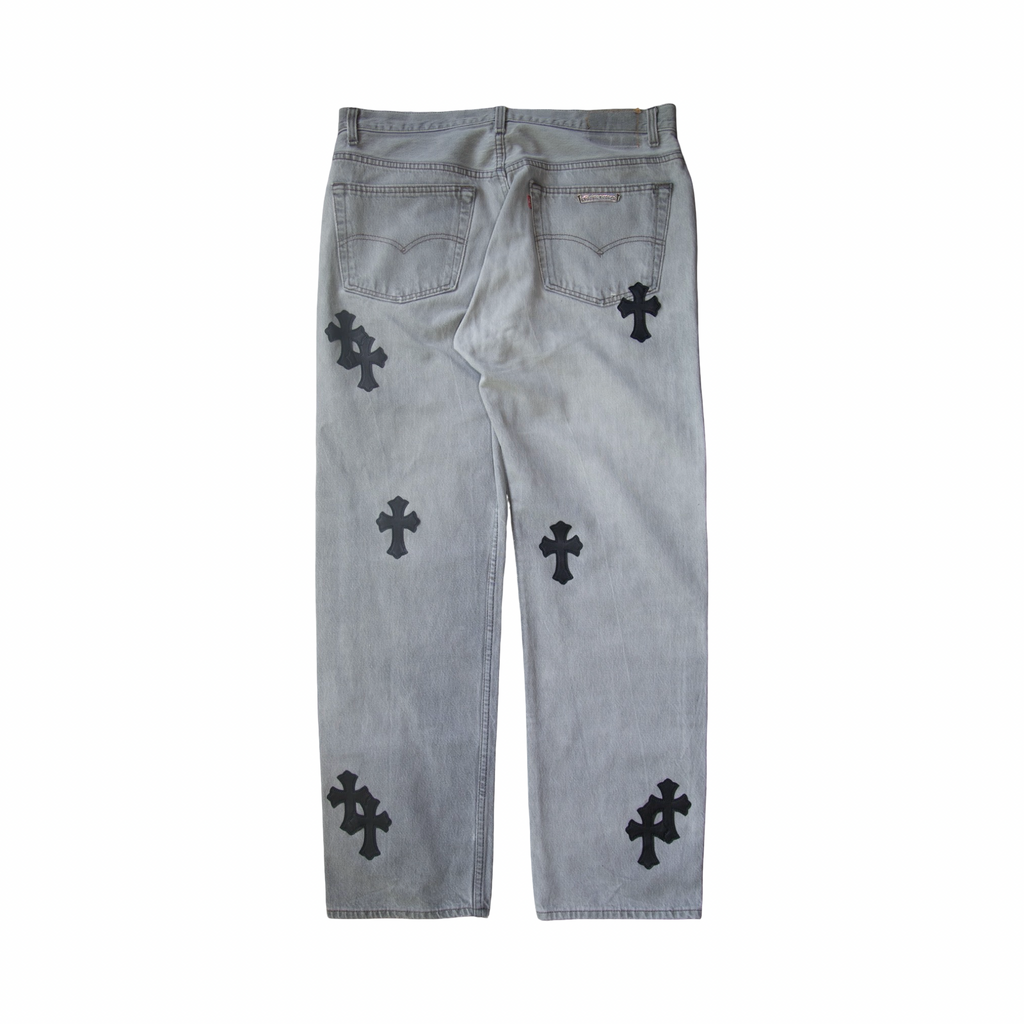 Chrome Hearts Levi's 501 Cocaine Wash Black Patch Jeans