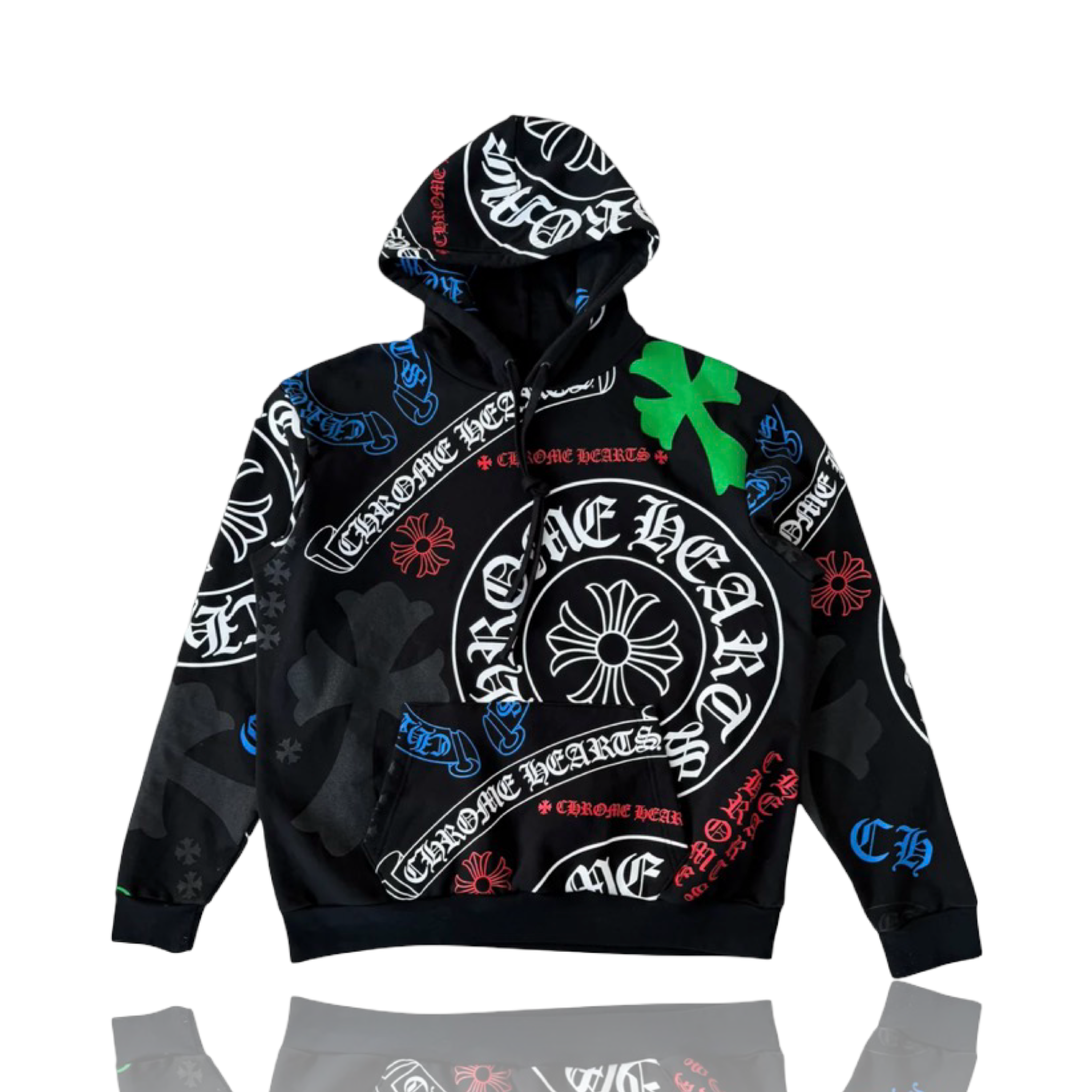 Chrome Hearts Stencil Multi Cross Horseshoe Hoodie Black