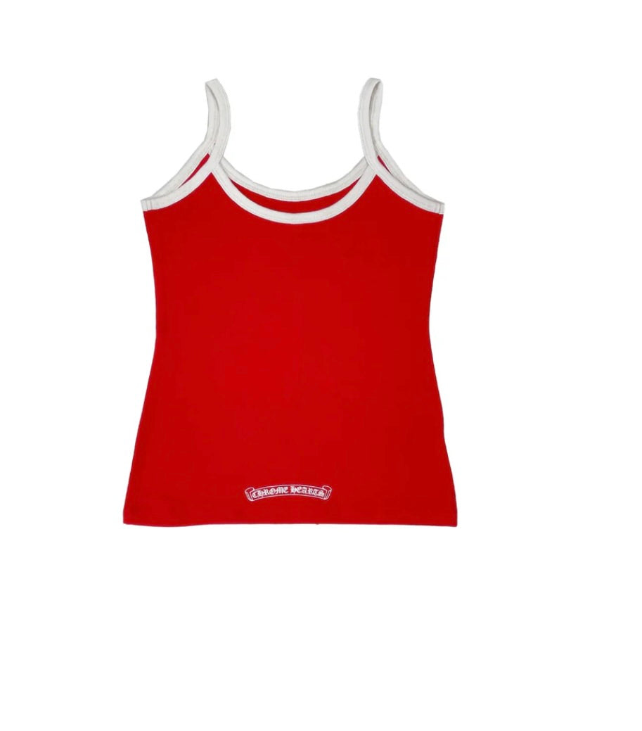 Chrome Hearts Red＆White Horseshoe Logo Tank Top