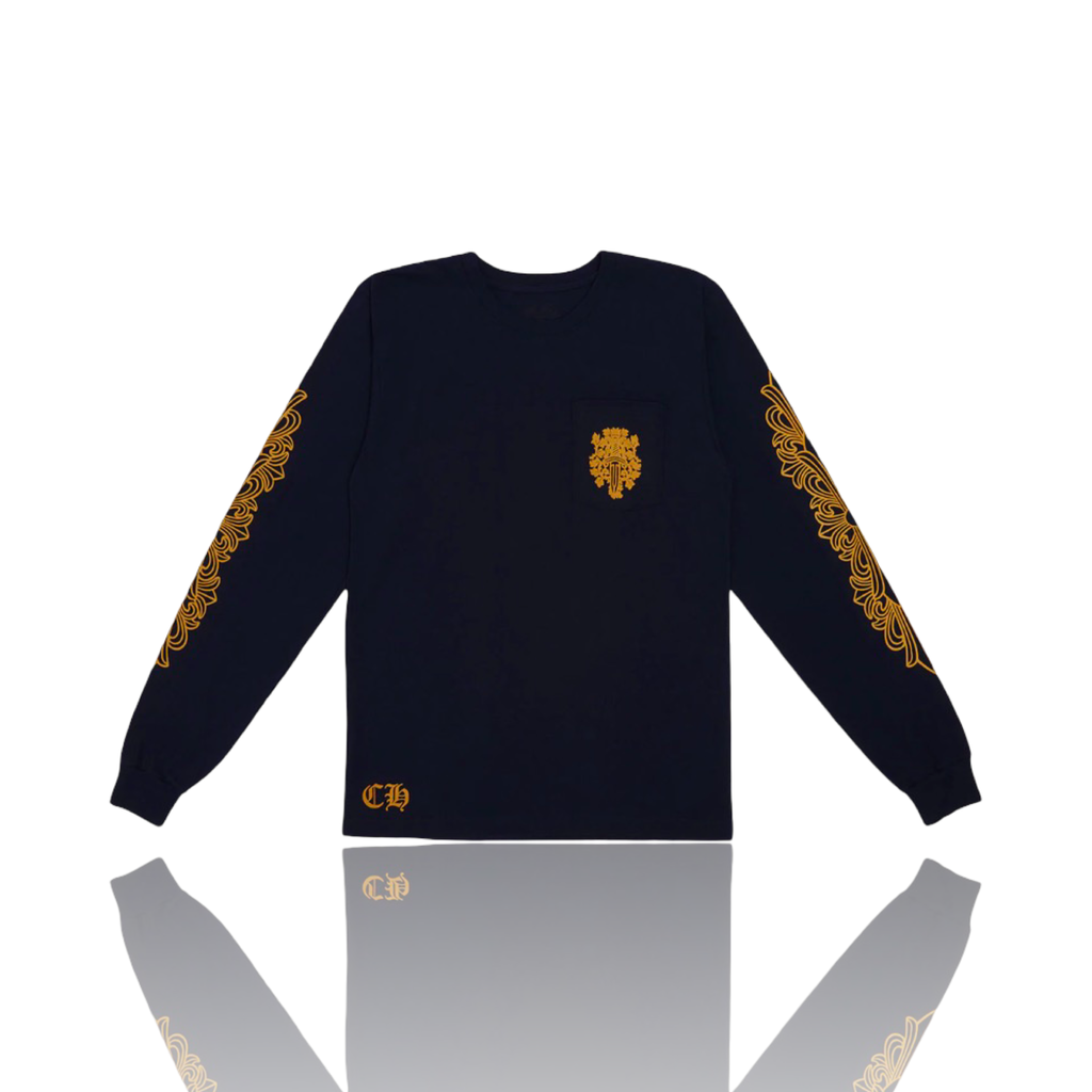 Chrome Hearts Dagger Logo Longsleeve Navy/Yellow