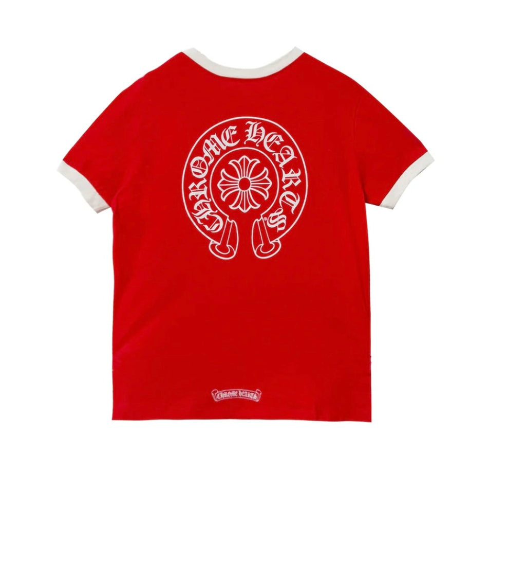 Chrome Hearts Red＆White Horseshoe Roller Tee