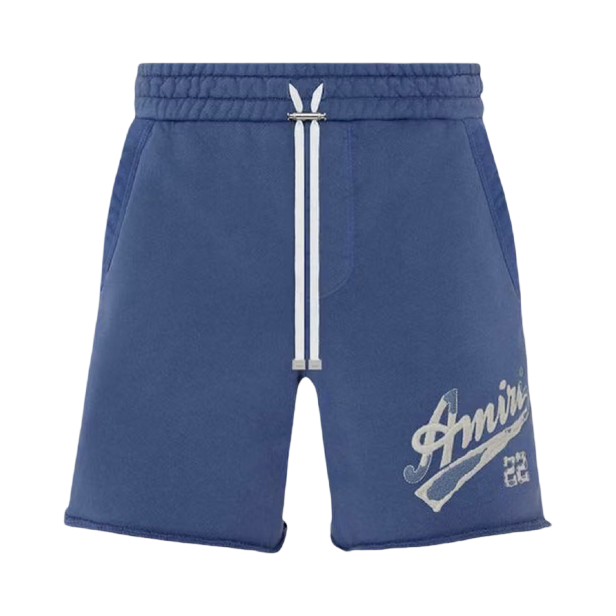 Amiri 22 Distressed Logo Shorts Navy
