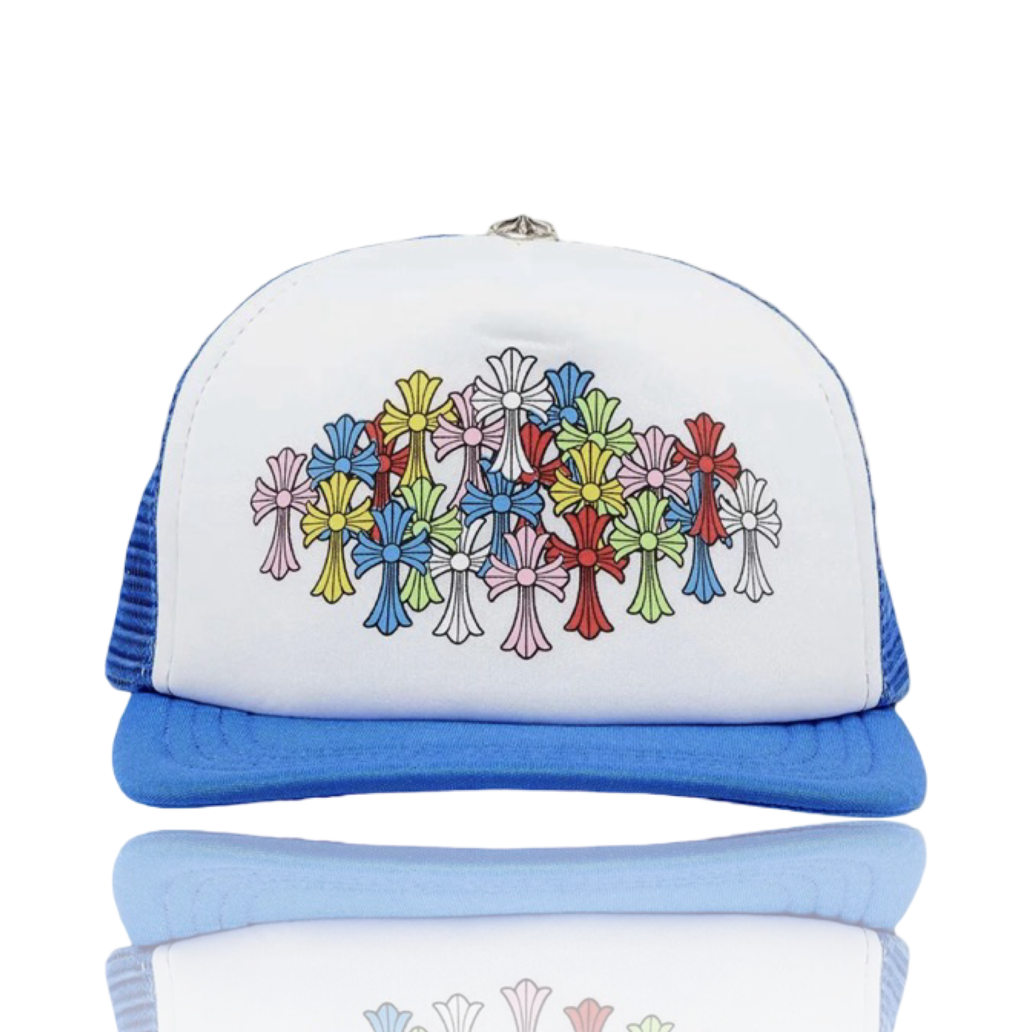 Chrome Hearts Multicolor Cemetery Cross Trucker Blue