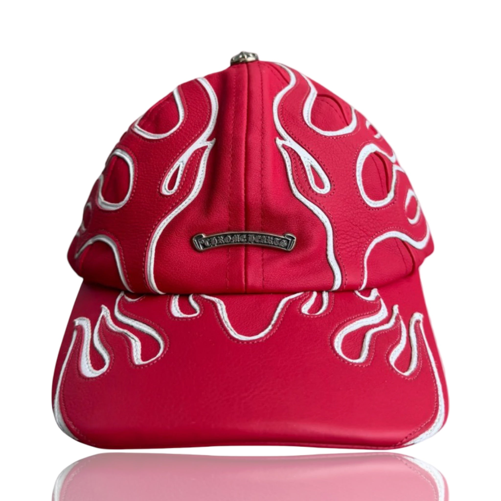 Chrome Hearts Leather Flame Hat Red