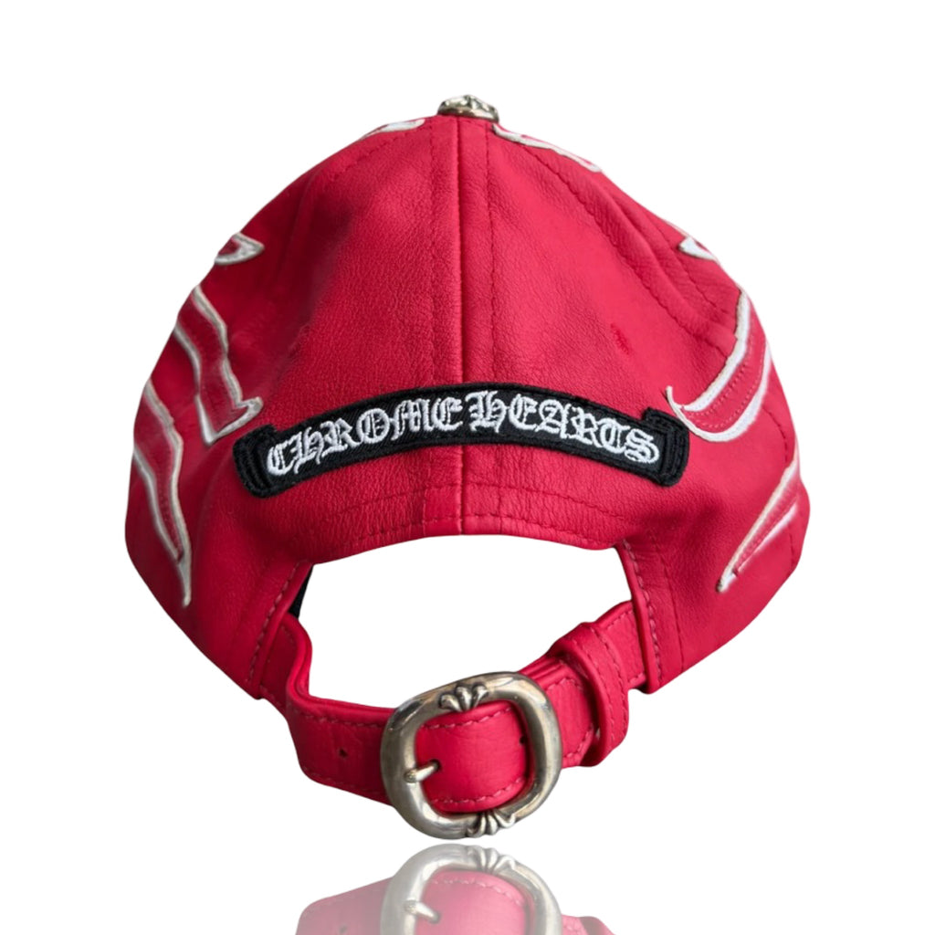Chrome Hearts Leather Flame Hat Red