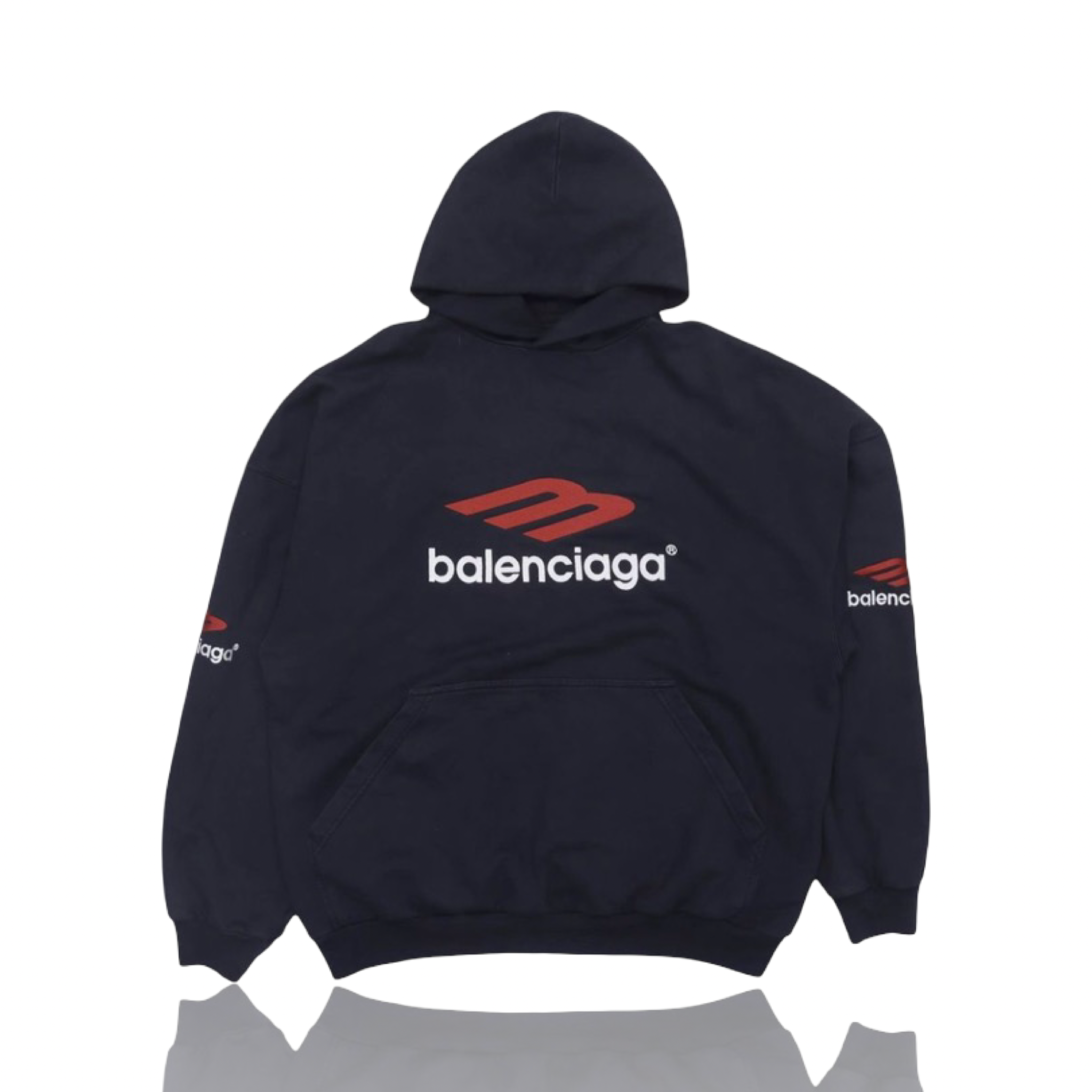 Balenciaga 3B Sports Icon Hoodie Navy/Red