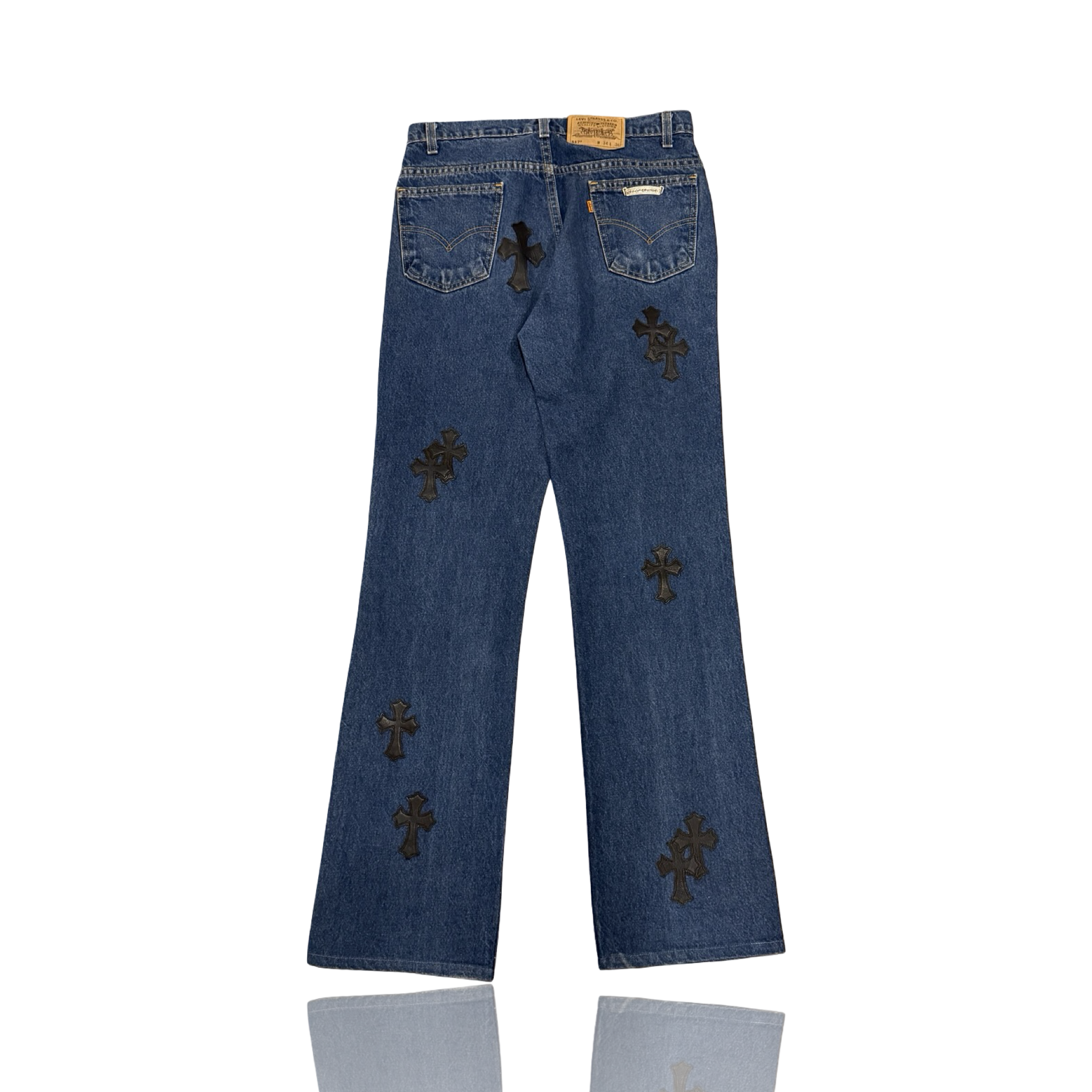 Chrome Hearts Levi's Blue Black Cross Patch Jeans