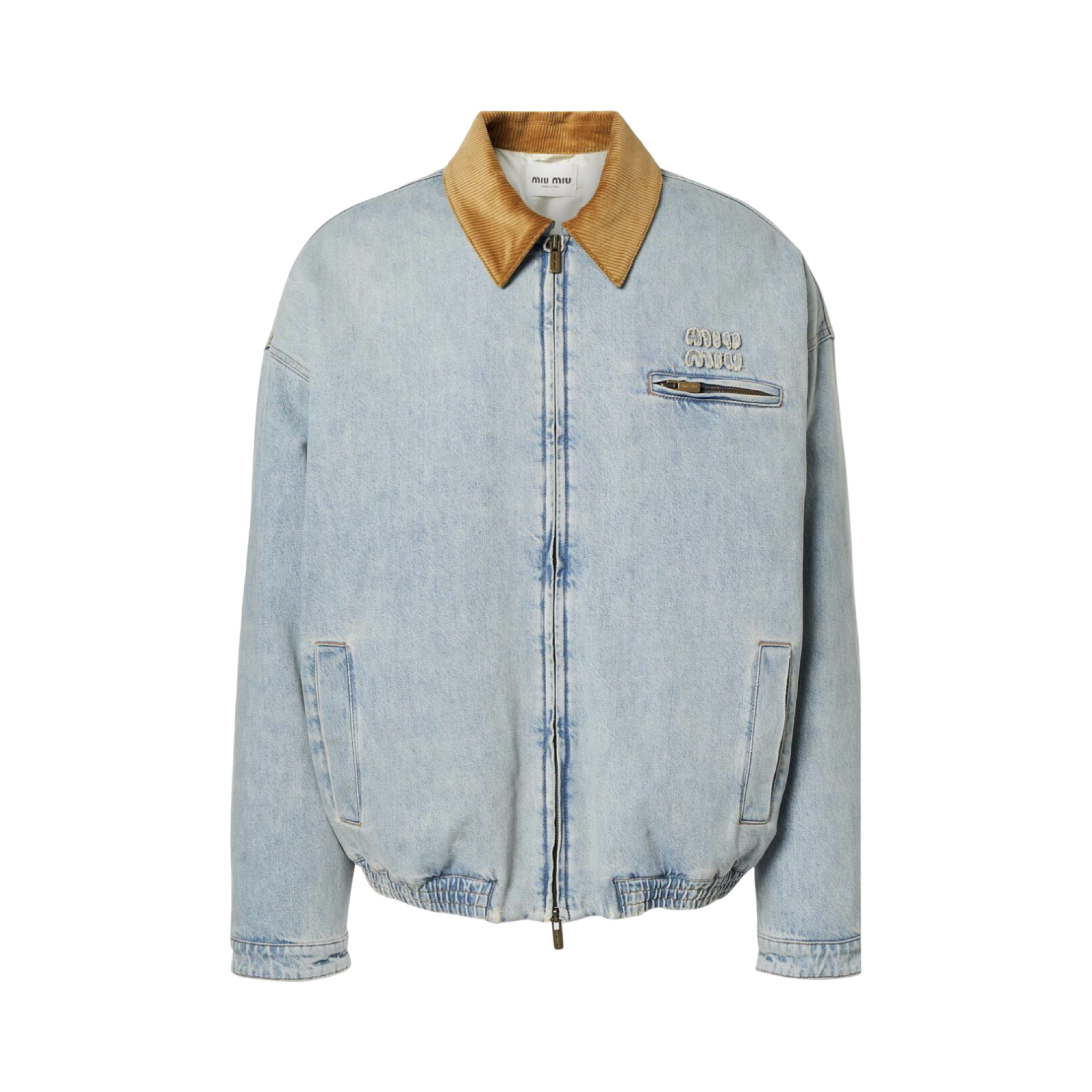 Miu Miu Logo Courdoroy Denim Jacket Brown