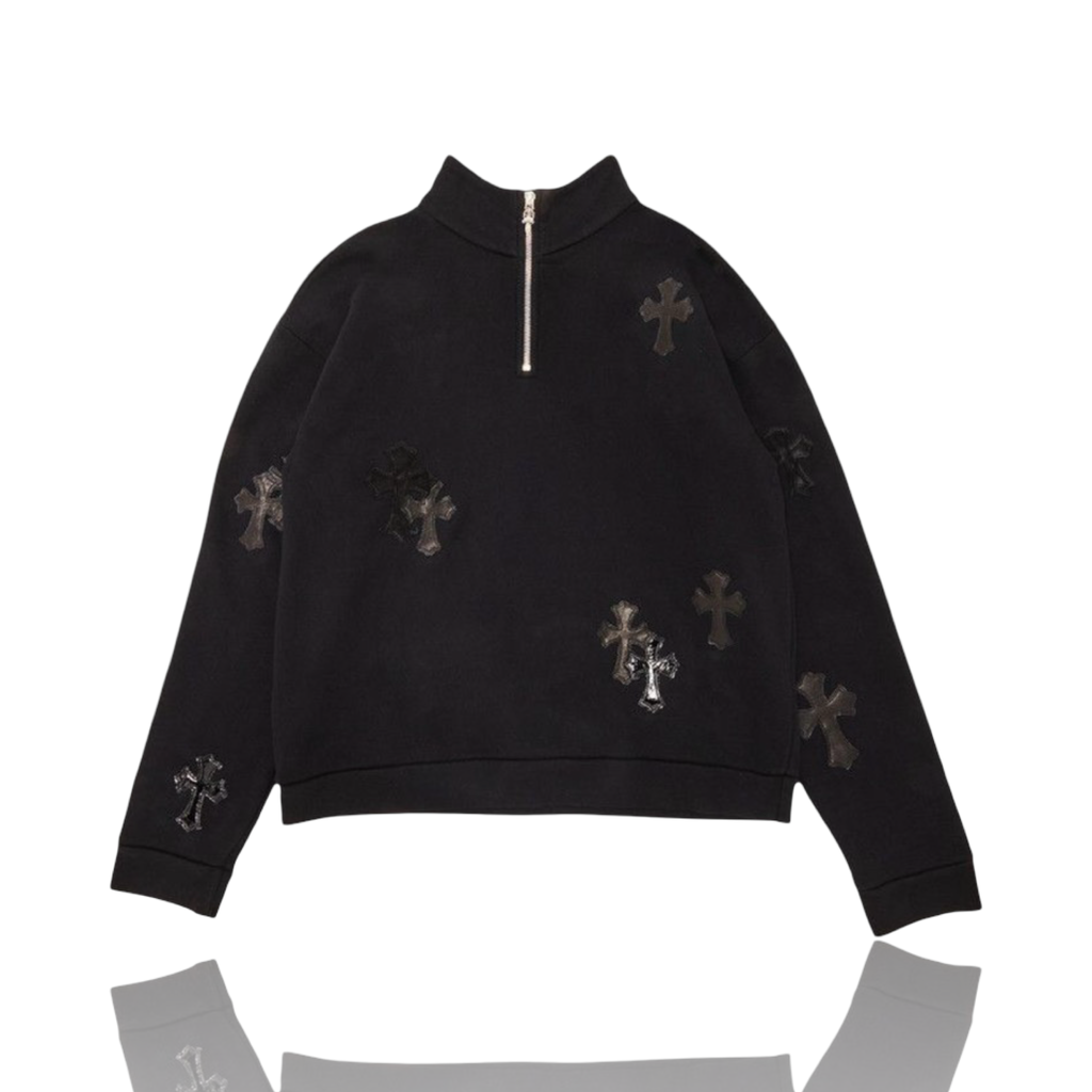 Chrome Hearts Pony Hair Cross Quarter Zip Black