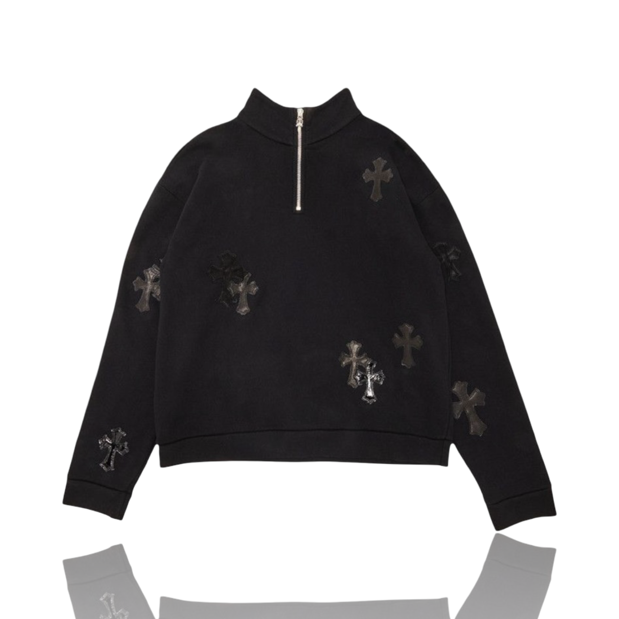 Chrome Hearts Pony Hair Cross Quarter Zip Black