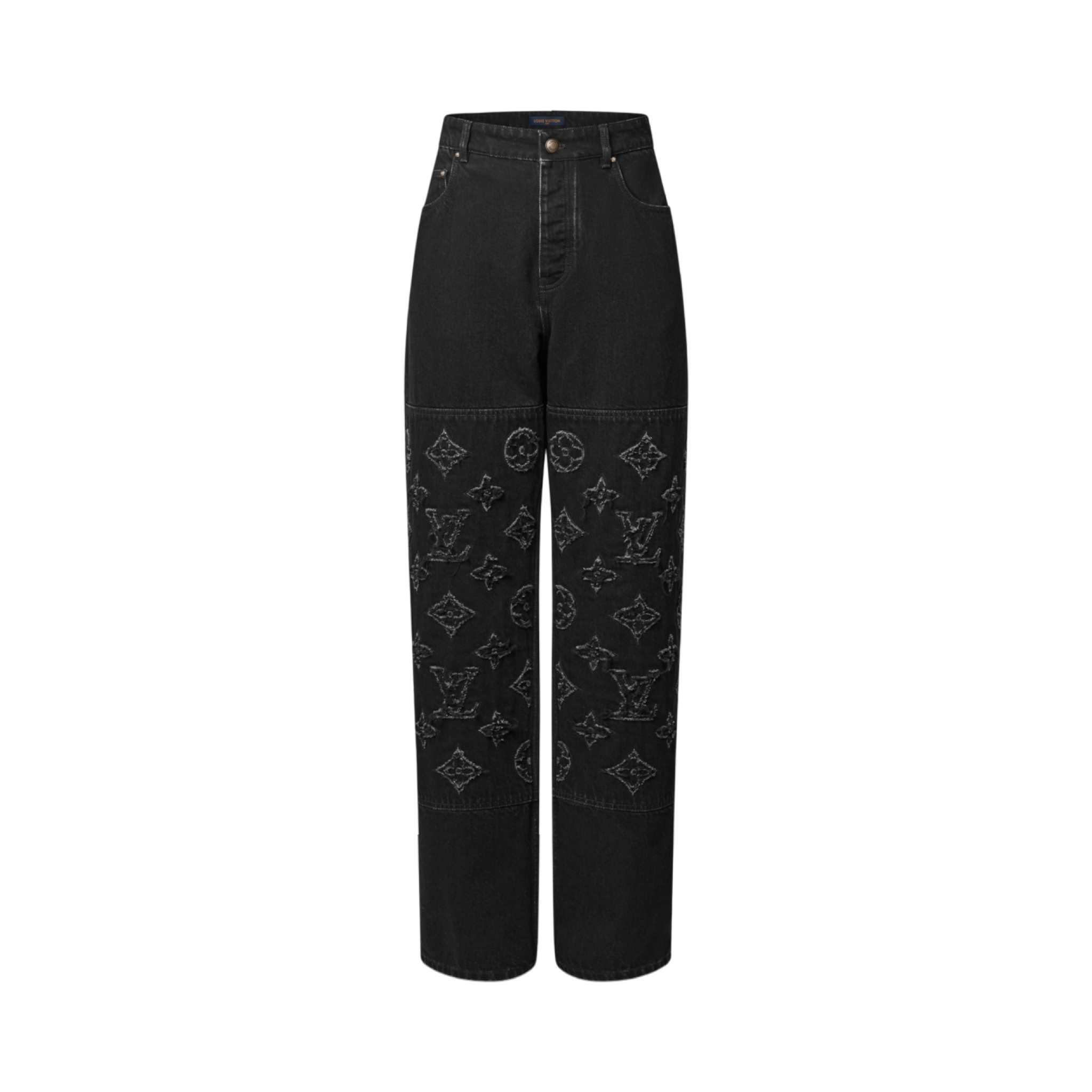 Louis Vuitton Denim Monogram Destroy Carpenter Jeans Black