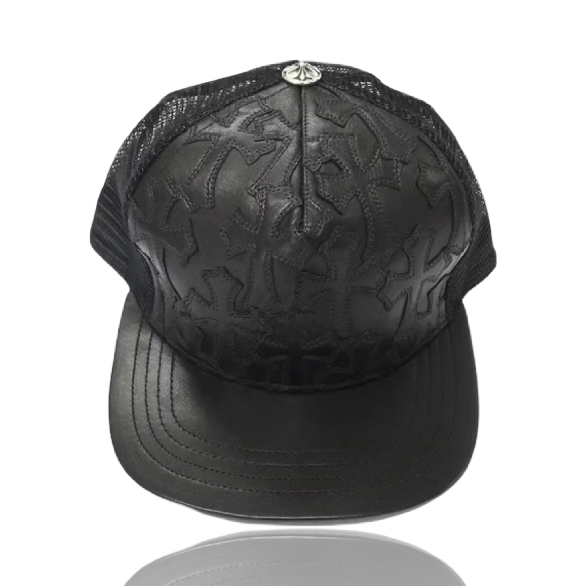 Chrome Hearts Cemetery Cross Leather Trucker
