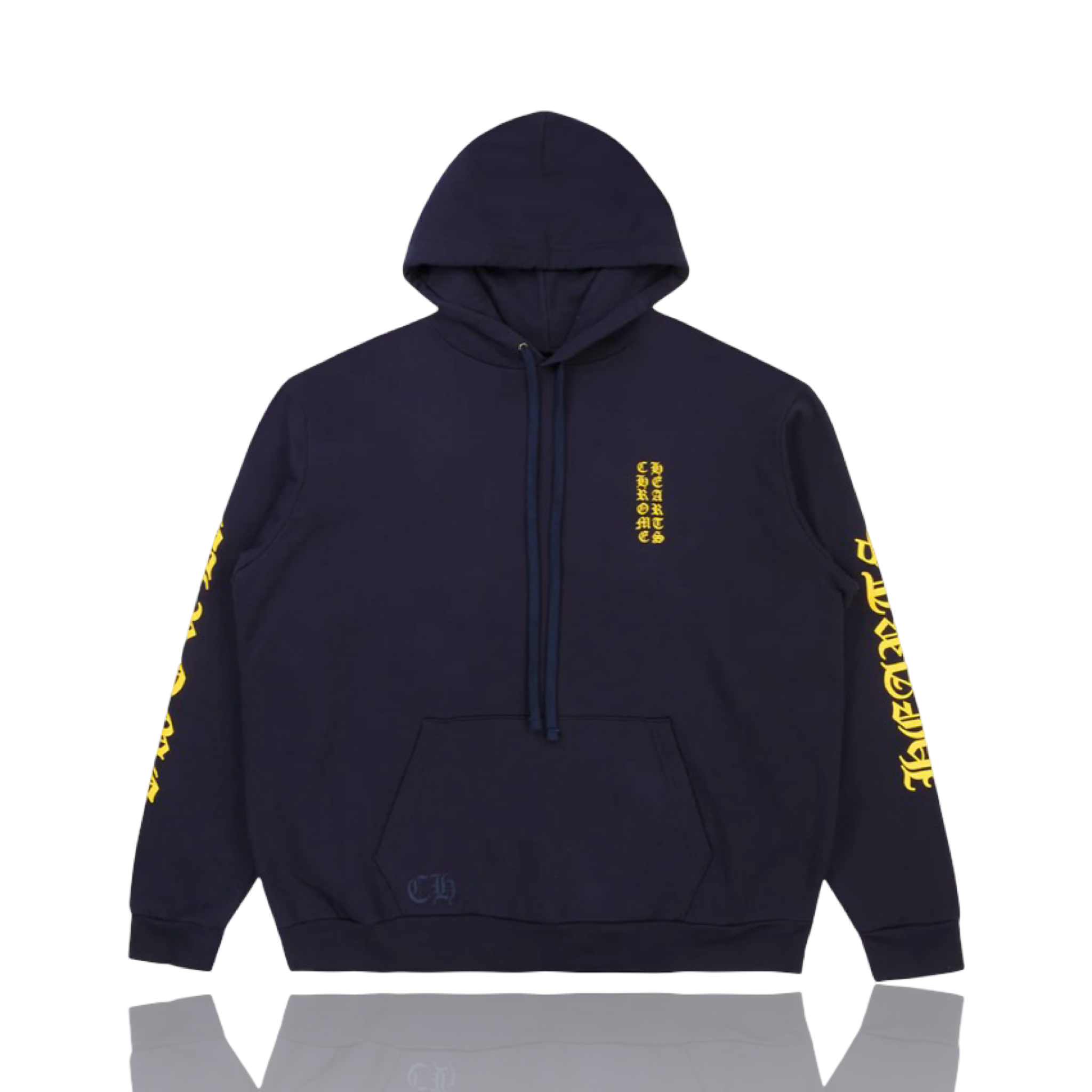 Chrome Hearts Vertical Logo Hoodie Navy/Yellow